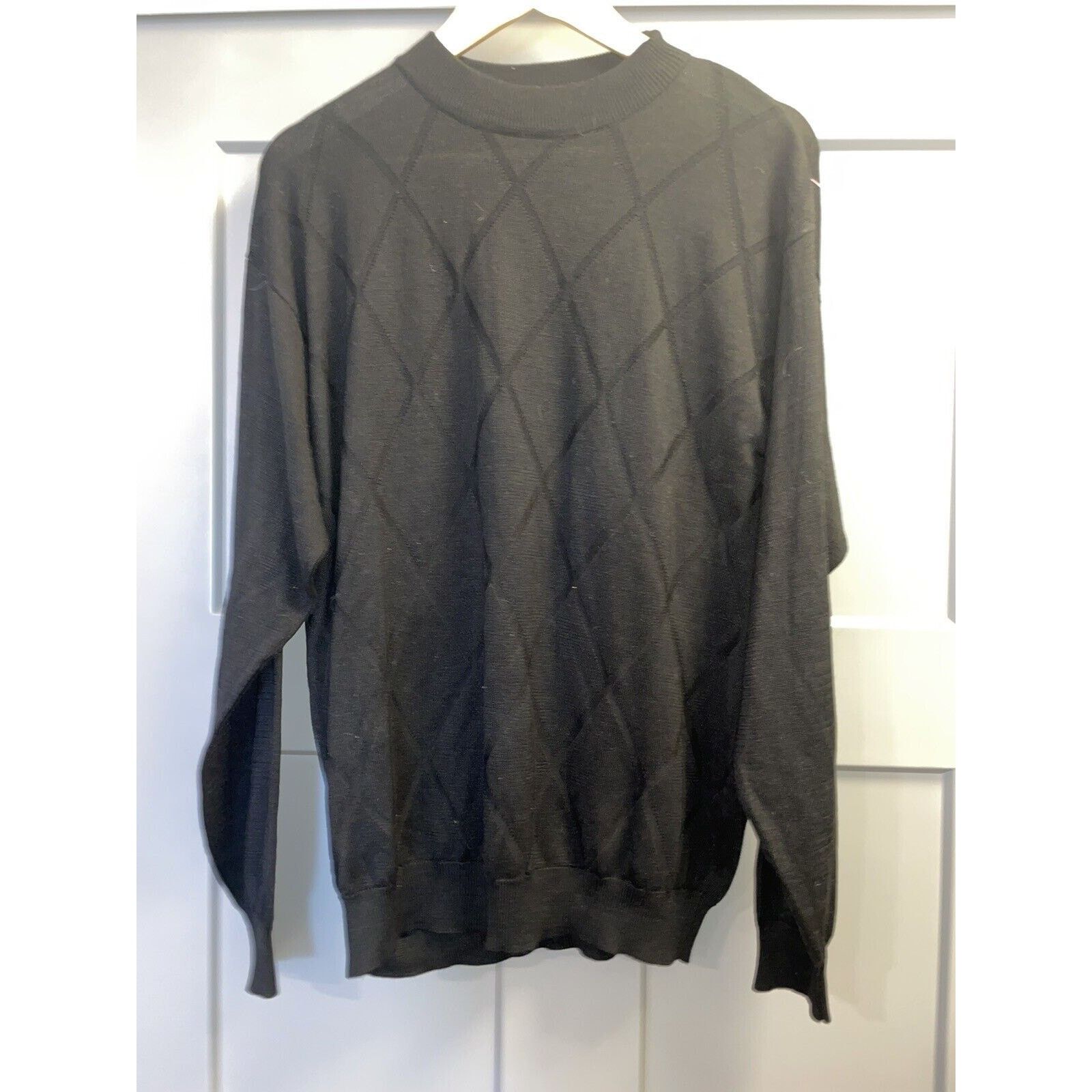 Gemelli Genelli Men's L Silk Blend Gray Argyle Diamond Black Sweater Size US L / EU 52-54 / 3 - 1 Thumbnail