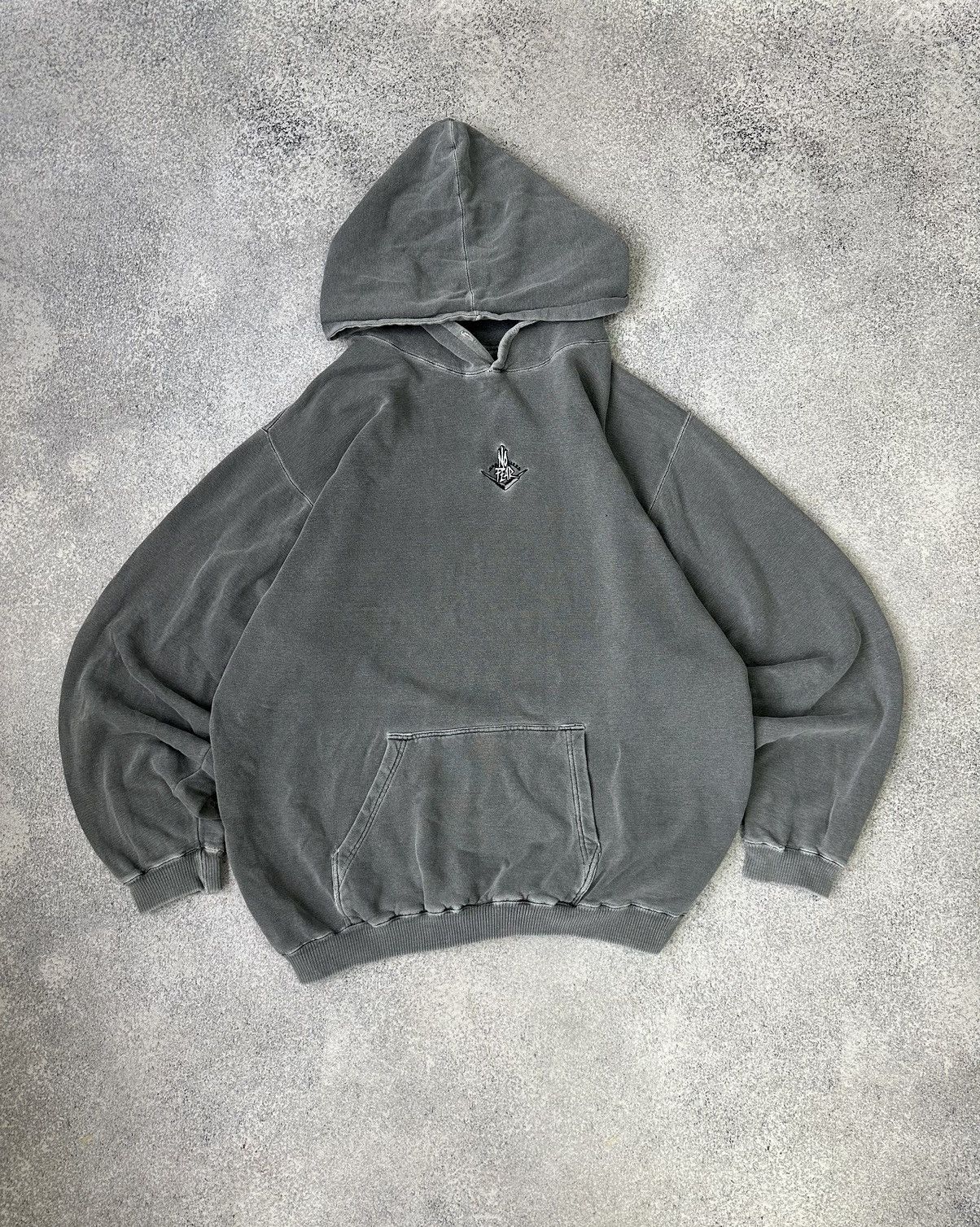 Image of No Fear Gradient Oversize Akimbo Style Baggy Hoodie in Gray Gradient, Men's (Size 2XL)