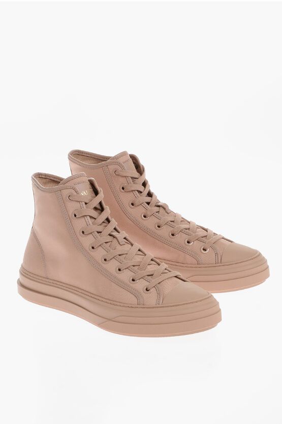image of Valentino Fabric High-Top Sneaker With Rubber Sole in Pink, Men's (Size 7)