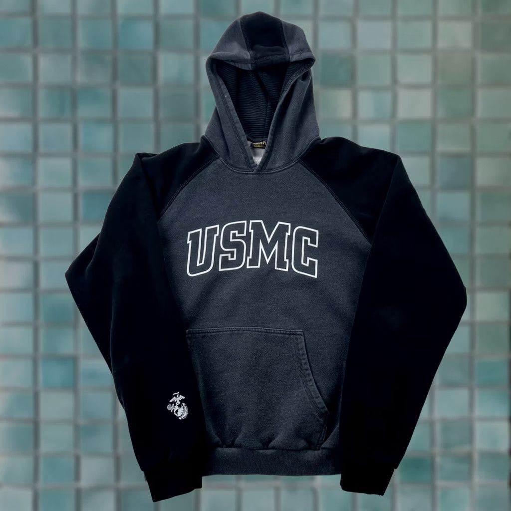 Vintage VINTAGE Semper Fi Hoodie Mens M Gray USA USMC Pullover Hooded Fleece Lined Logo Graphic Print Collegiate Patriotic 90s Marines Size US M / EU 48-50 / 2 - 1 Thumbnail