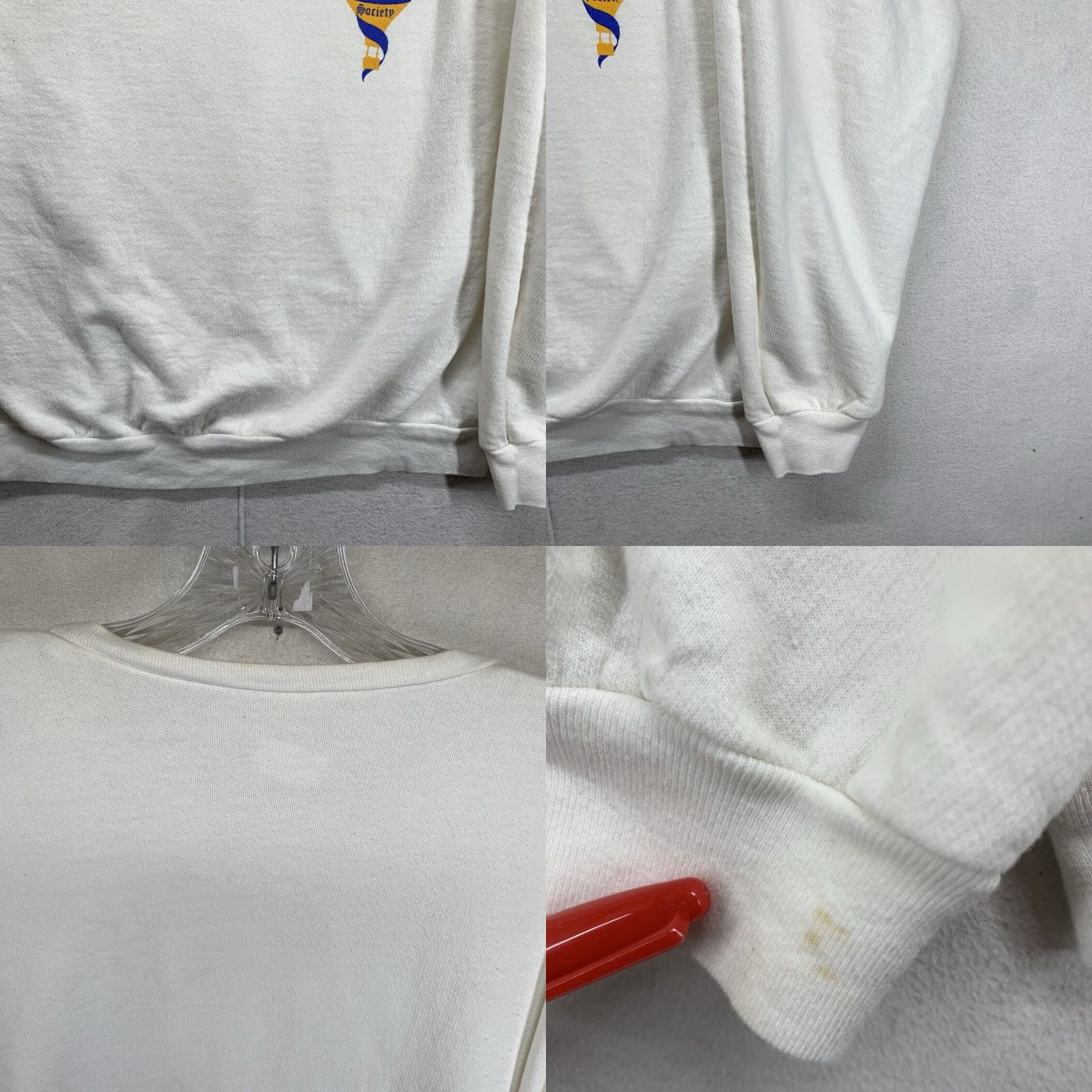 Vintage VINTAGE Scandinavian Balloon Society Sweatshirt Unisex Adult Medium White Graphic Print 80s Rare Size US M / EU 48-50 / 2 - 8 Thumbnail
