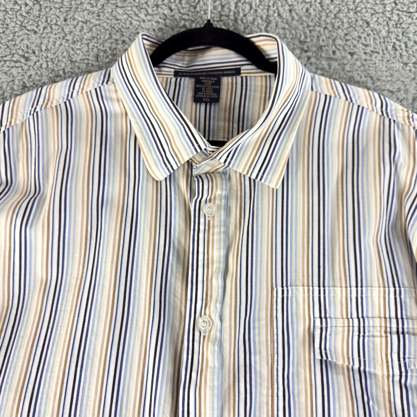 Vintage Marithe Francois Girbaud Button-Up Shirt Mens XXL Blue Stripe LS Size US XXL / EU 58 / 5 - 2 Thumbnail