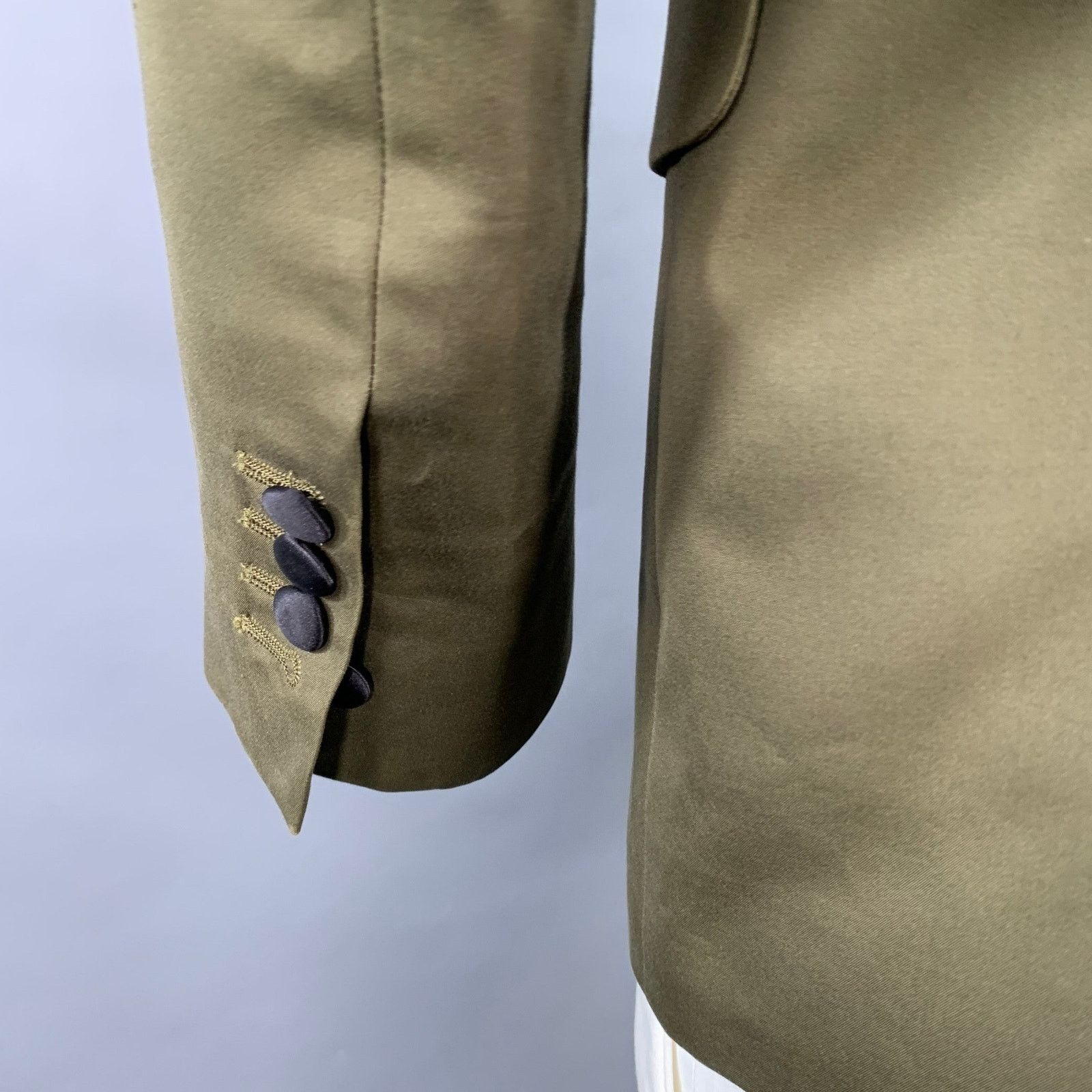 Dsquared2 Olive Green Black Cotton Three Button Peak Lapel Sport Coat Size 42R - 5 Thumbnail