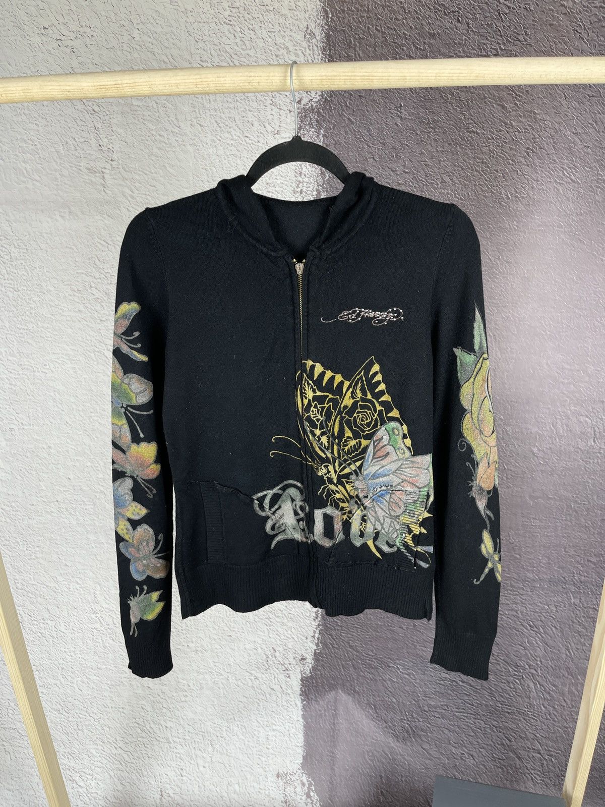 Ed Hardy by Christian Audigier Butterfly print hoodie