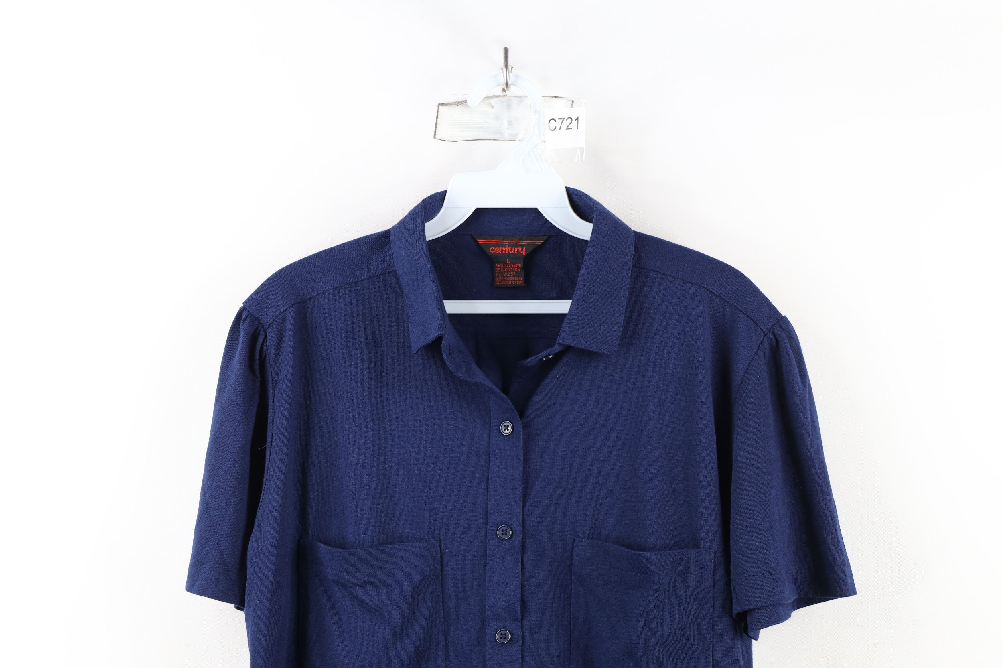 Vintage Vintage 70s Streetwear Blank Knit Short Sleeve Button Shirt Size L / US 10 / IT 46 - 2 Thumbnail