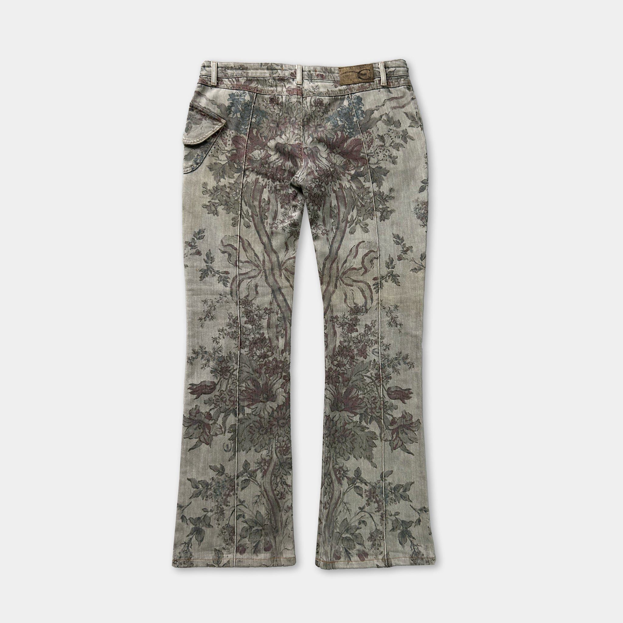 Just Cavalli Just Cavalli Floral Print Flared Jeans Blue Size US 30 / EU 46 - 4 Thumbnail