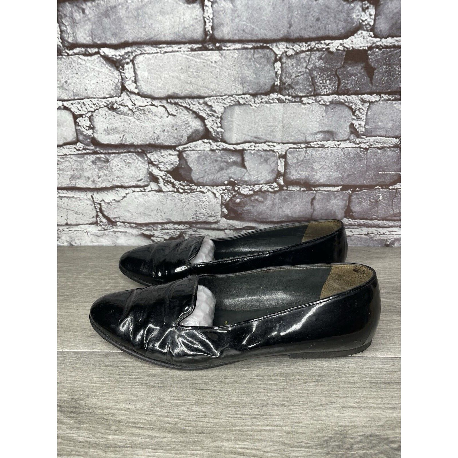Other Maraolo Black Patent Leather Slip On Loafers Shoes Women Sz Size US 8 / IT 38 - 16 Thumbnail