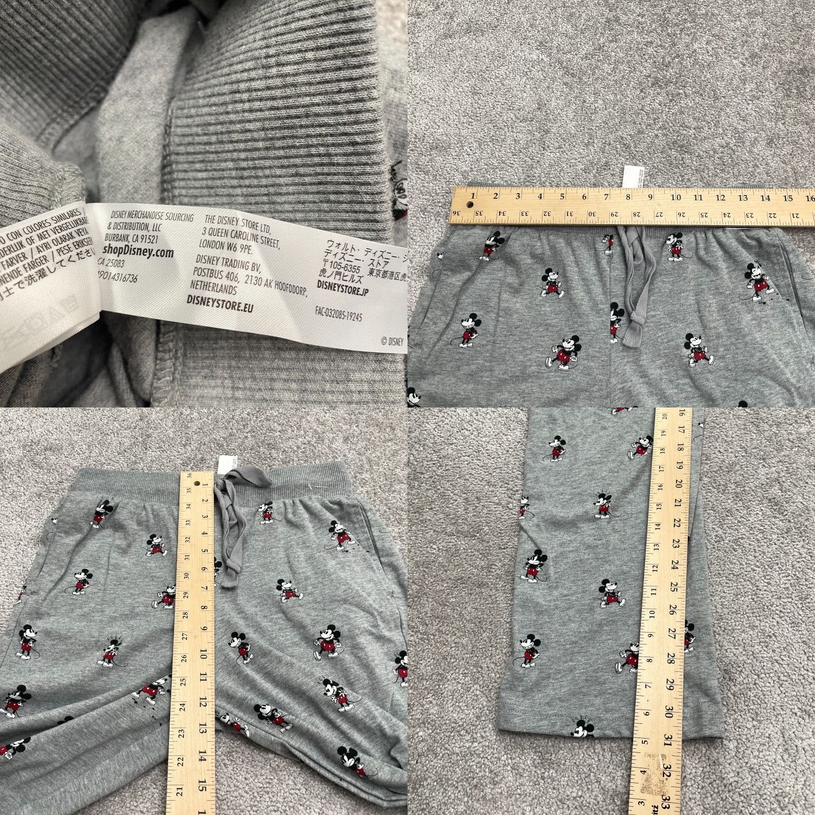 Disney Disney Mickey Mouse Lounge Pajama Pants Mens Large Gray Printed Straight 28x31 Size US 33 - 8 Thumbnail