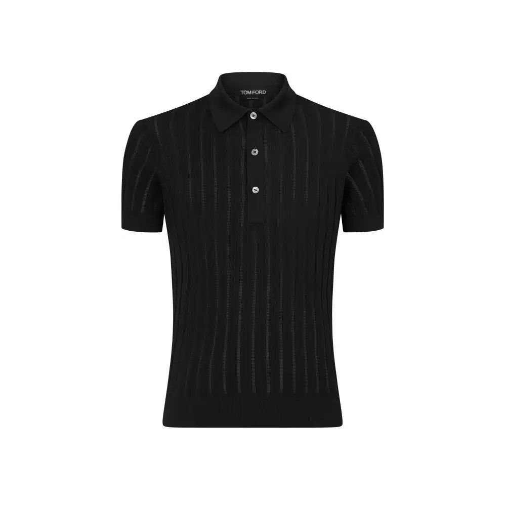 Tom Ford o1loc1c0426 KPS029 Cotton Silk Knit Polo Shirt in Black Size US XXL / EU 58 / 5 - 1 Preview