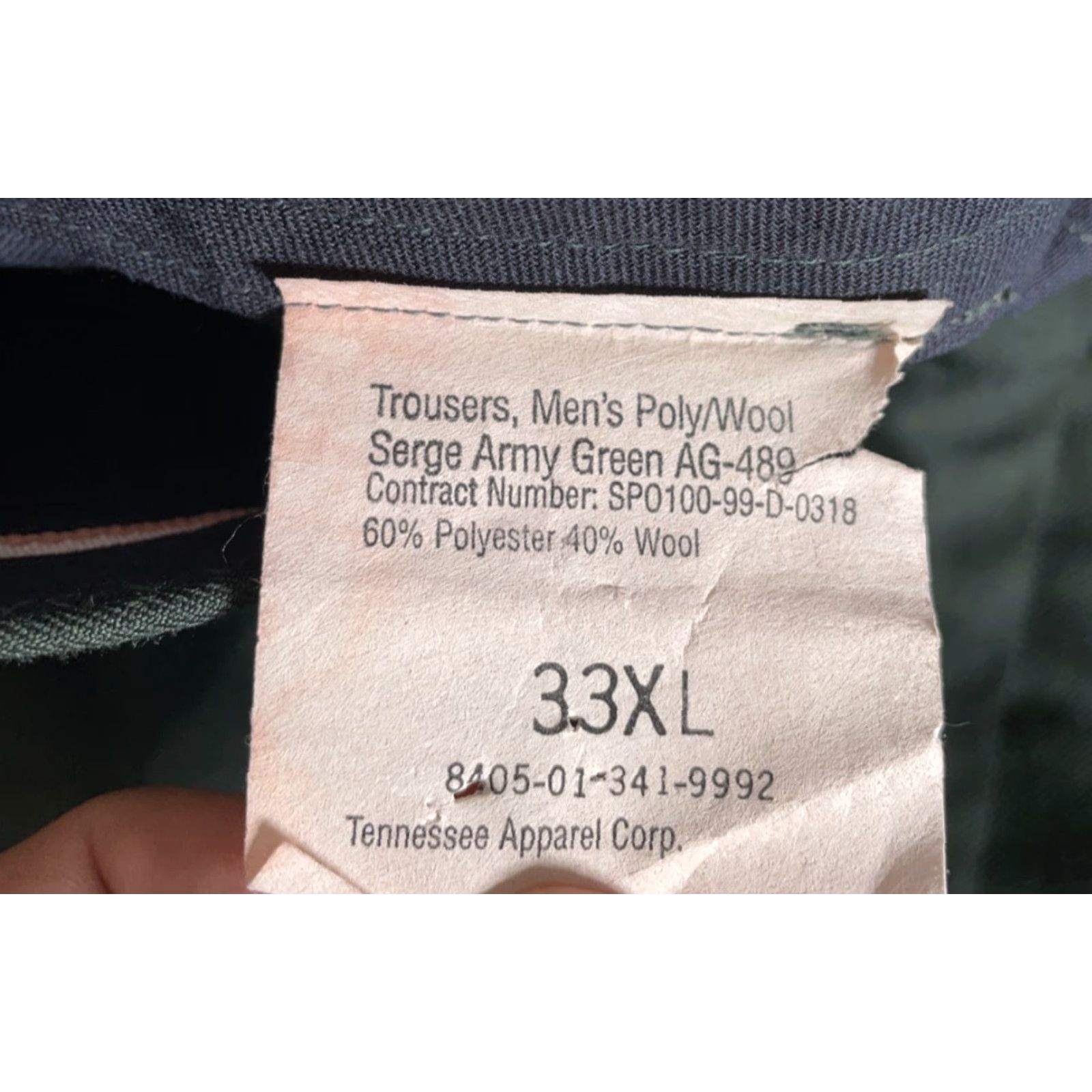 Vintage DSCP Men Pants 32 x 32 Wool Blend Dark Green 90s Serge Vintage 33XL Tag 90s DSCP Size US 32 / EU 48 - 3 Thumbnail