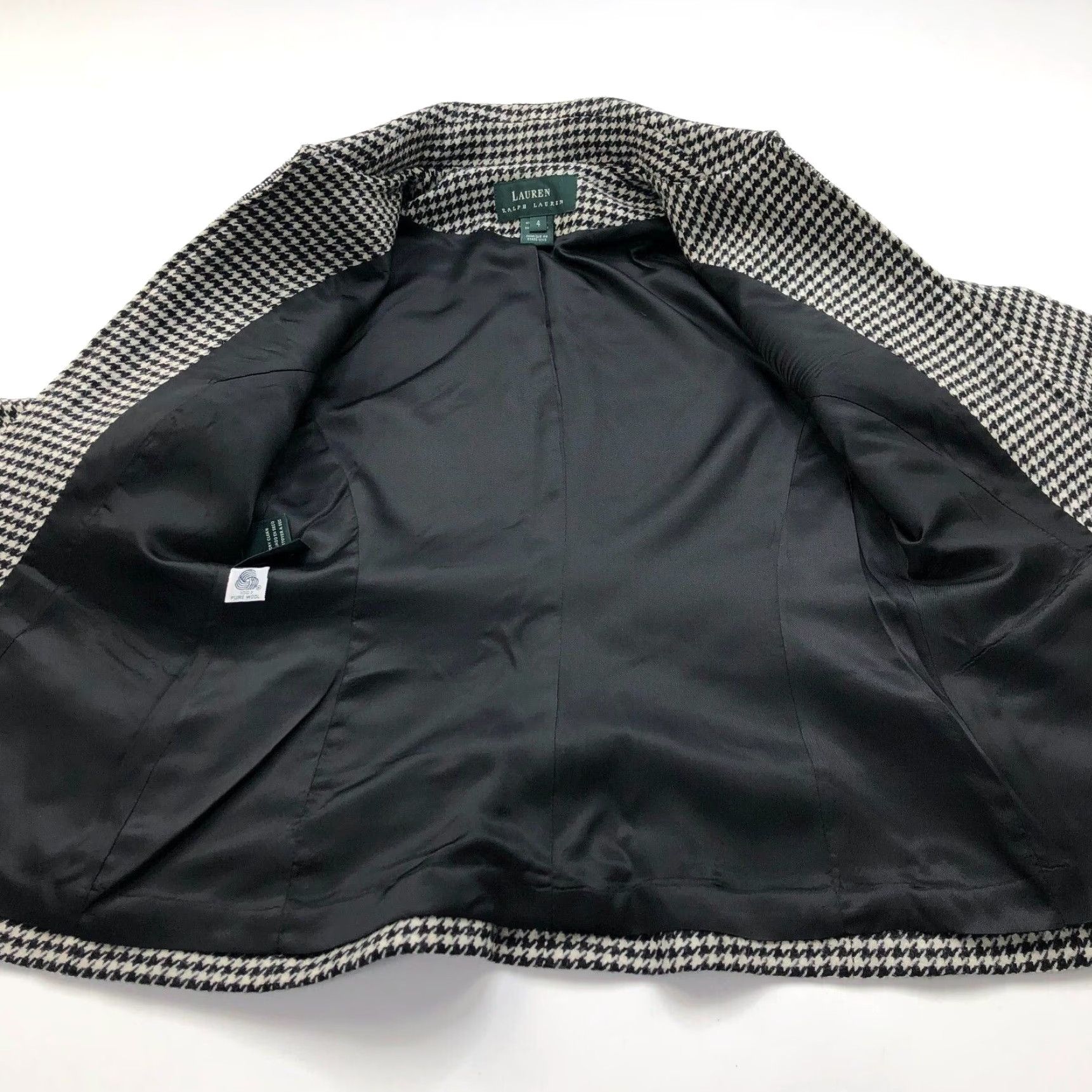 Ralph Lauren Lauren Ralph Lauren Blazer 4 Full Zip Houndstooth Wool Knit Women Jacket Black White READ Size S / US 4 / IT 40 - 5 Thumbnail