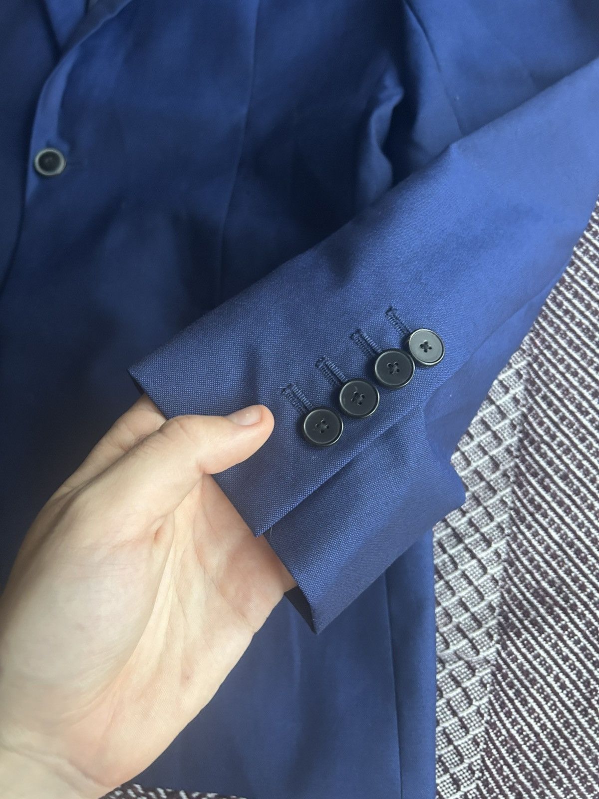 Reiss Reiss Blue Suit Solid Style Classic One Button Mens Size 40R Size 40R - 3 Thumbnail