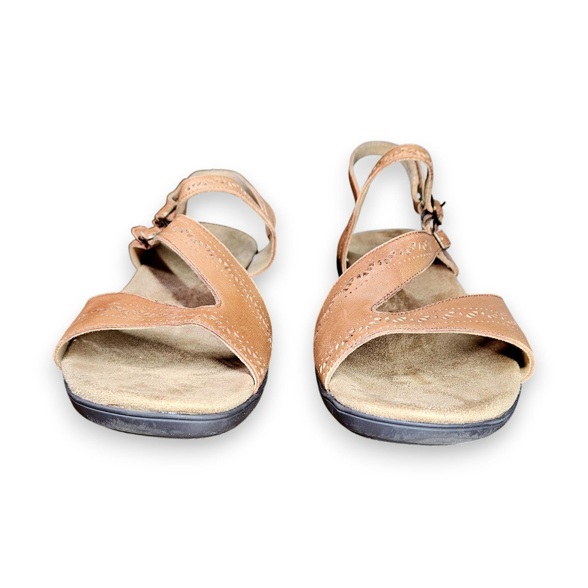 Trotters 11W Sandals Razzi Tan Laser-Cut Leather Cushion