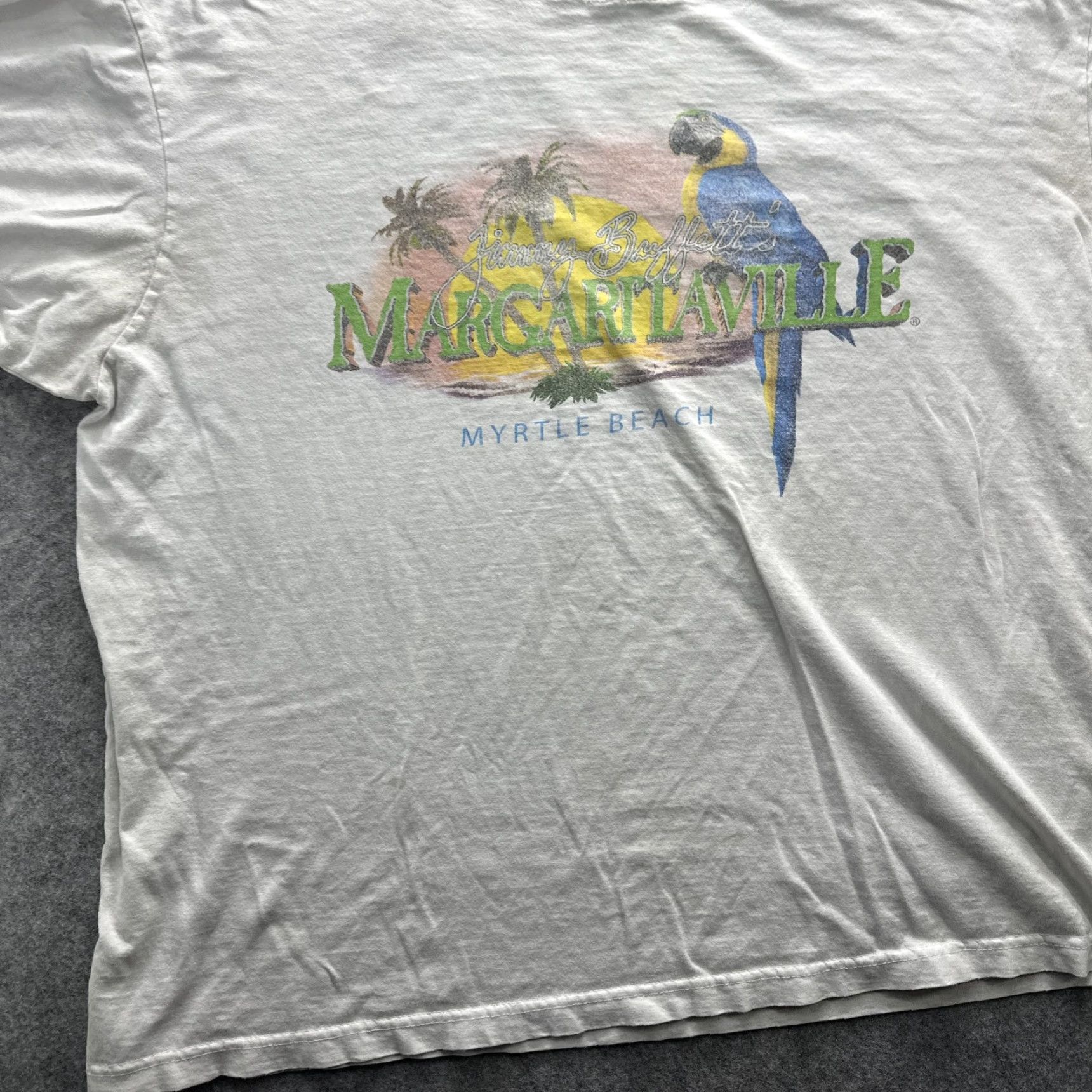 Vintage Margaritaville Shirt Mens XL White Parrot Graphic Tee Myrtle Beach Tee Shirt Graphic Print Crew Neck Short Sleeve Size US XXL / EU 58 / 5 - 4 Thumbnail