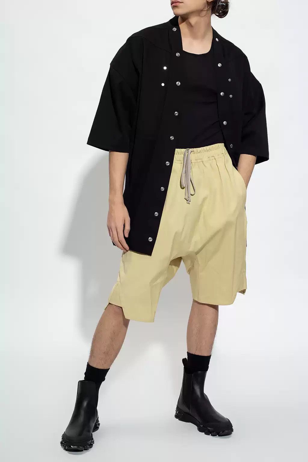 Rick Owens Rick Owens Men's beige Belted Side Split Shorts-2505 Size US 34 / EU 50 - 4 Thumbnail