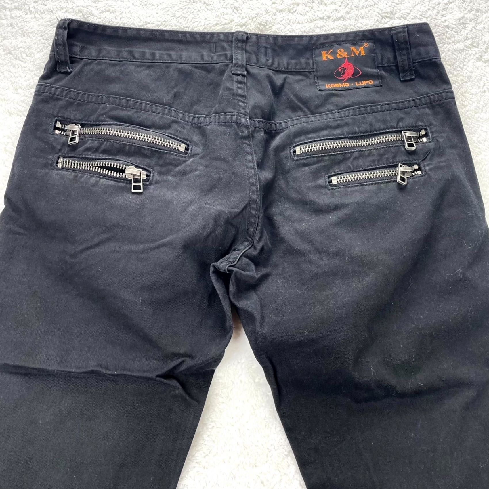 Vintage VINTAGE Kosmo Lupo Jeans Mens 34x31 Black Denim Straight Zipper Pockets Italy Min 34x31 Size US 34 / EU 50 - 7 Thumbnail