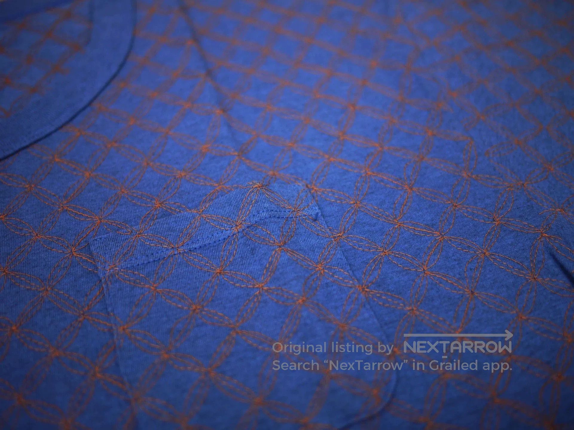 Visvim Blue Diamond Pattern Short Sleeve T-Shirt with Pocket. Size US S / EU 44-46 / 1 - 5 Thumbnail