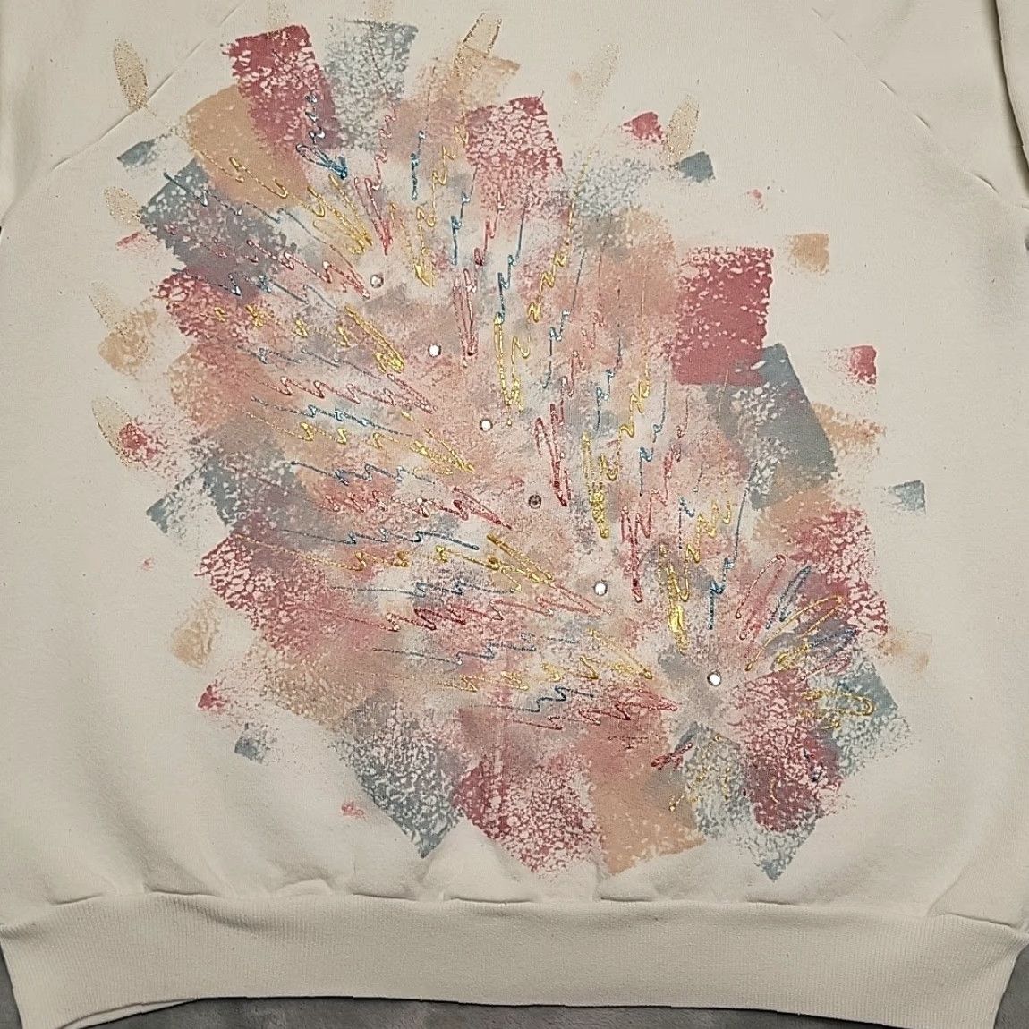 Jerzees VINTAGE Jerzees Sweatshirt Womens L Abstract Art Cottage Made in USA Retro 90s Size L / US 10 / IT 46 - 2 Thumbnail