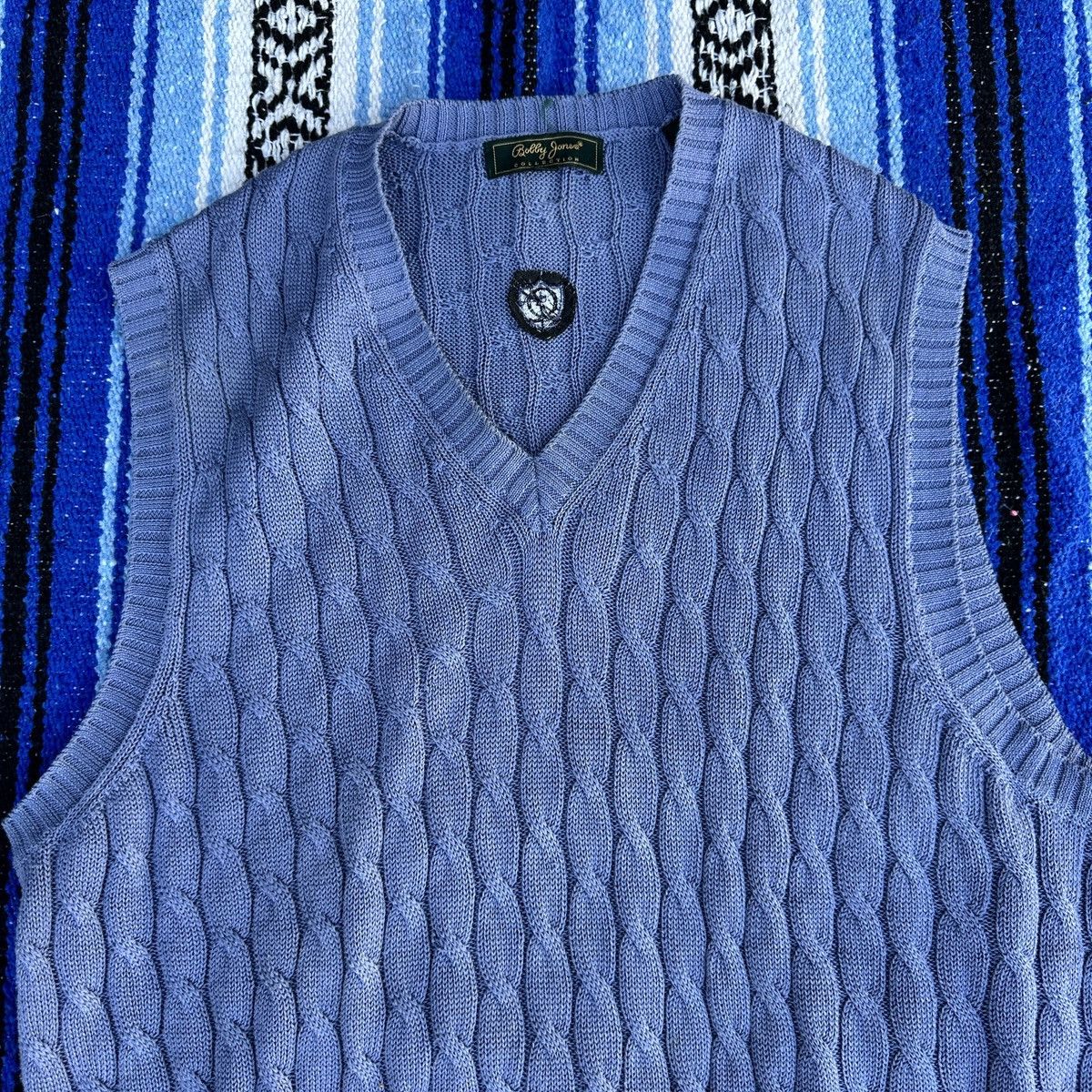 Bobby Jones Purple Lavender Sweater Vest L Preppy Golf Cable Knit Chunky Size US L / EU 52-54 / 3 - 2 Thumbnail