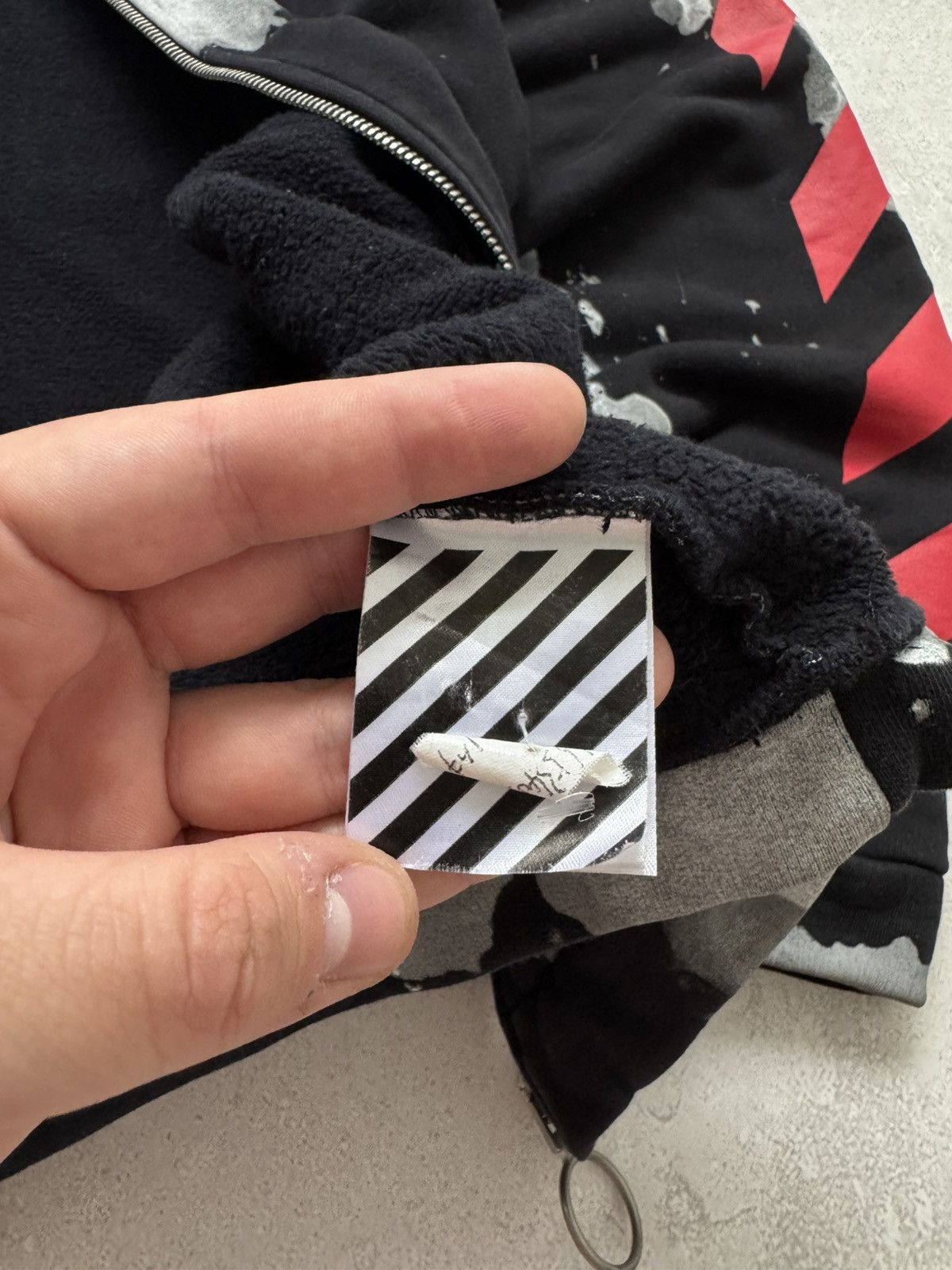 Japanese Brand × Off-White Off-White Oversized Liquid Spots Zip Hoodie Size US XS / EU 42 / 0 - 10 Thumbnail