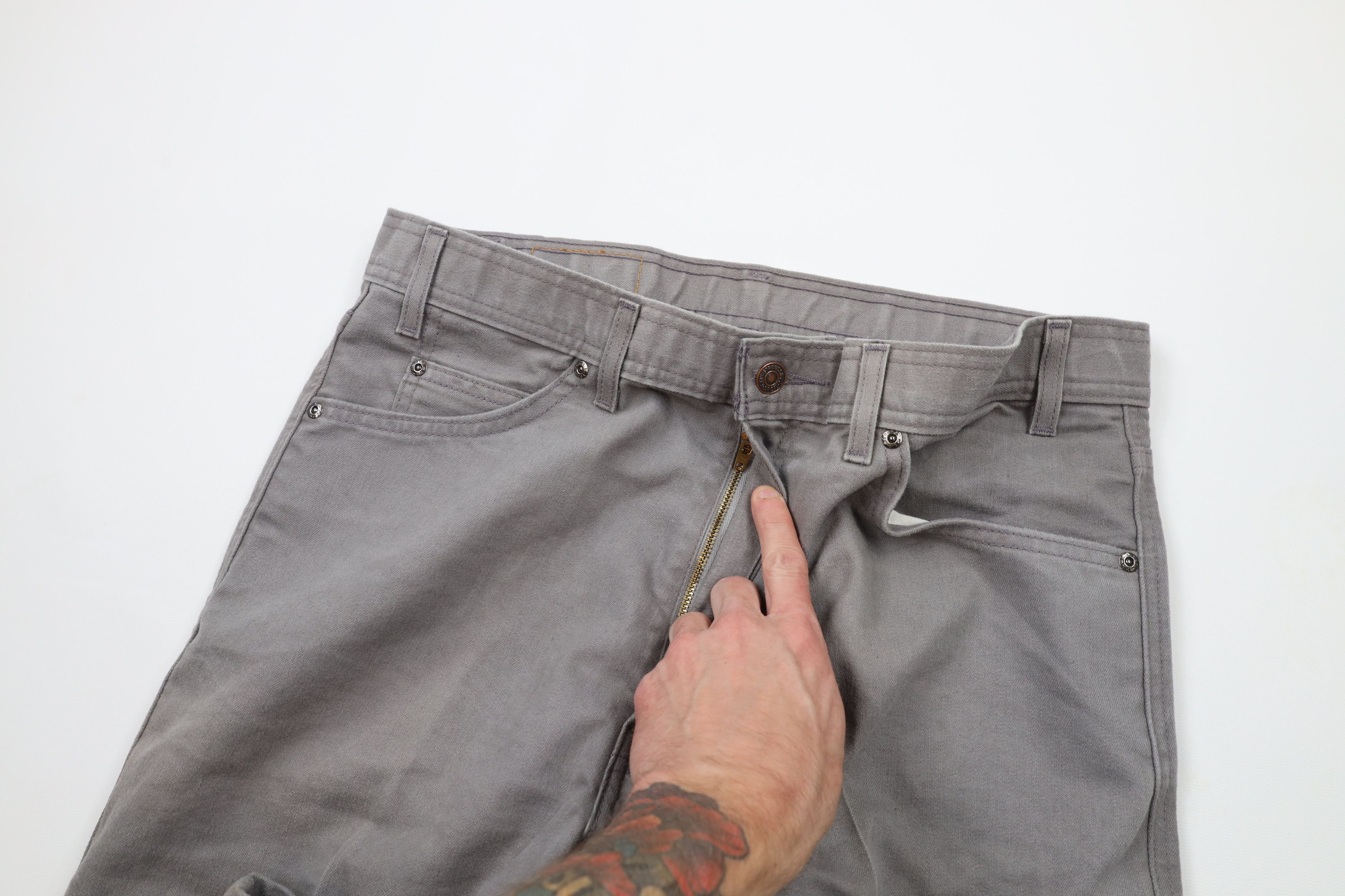 Levi's × Vintage Vintage 90s Levis Cotton Twill Flared Wide Leg Jeans Gray Size US 34 / EU 50 - 6 Thumbnail