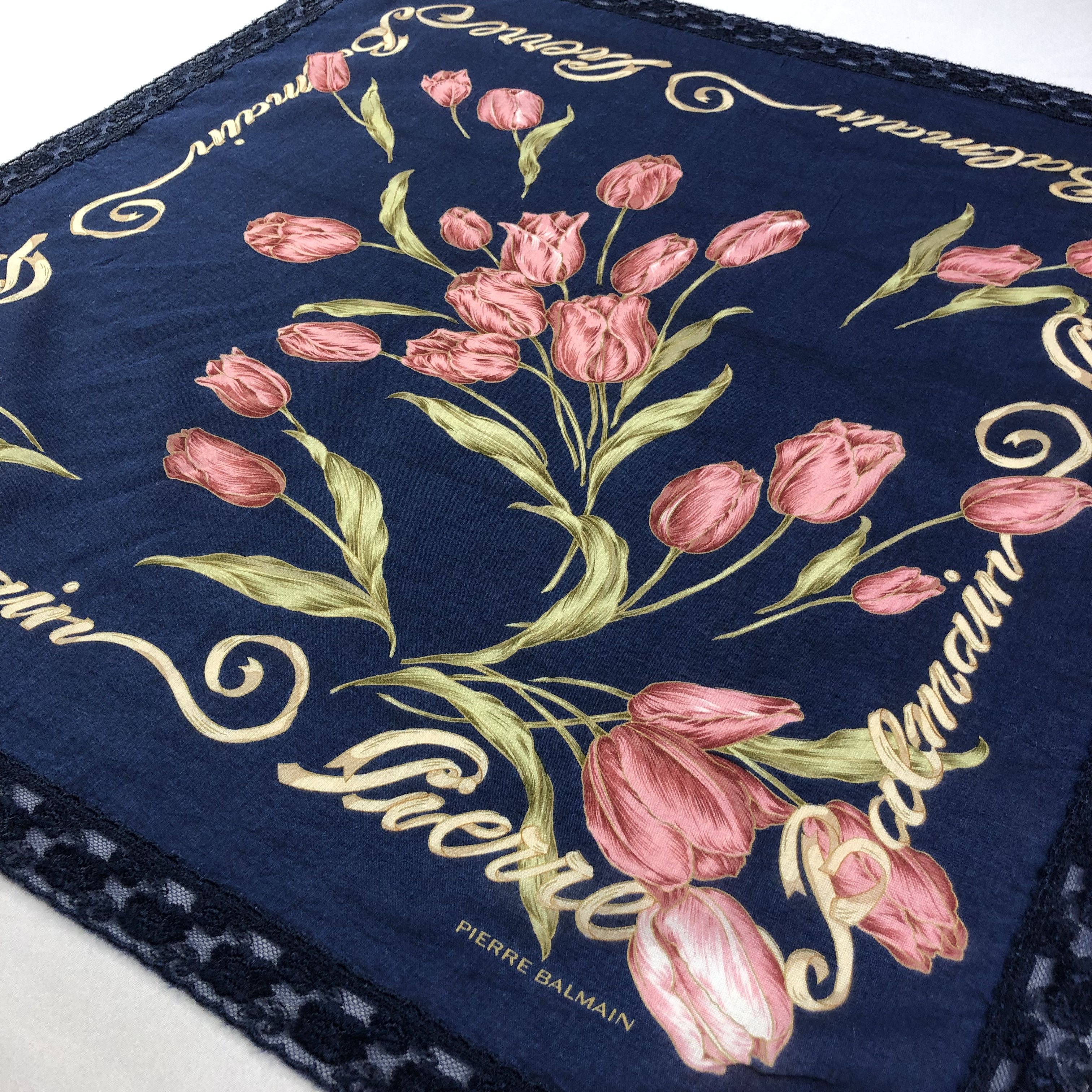 Pierre Balmain Pierre Balmain Laces Handkerchief Neckerchief Bandana H1586 Size ONE SIZE - 3 Thumbnail