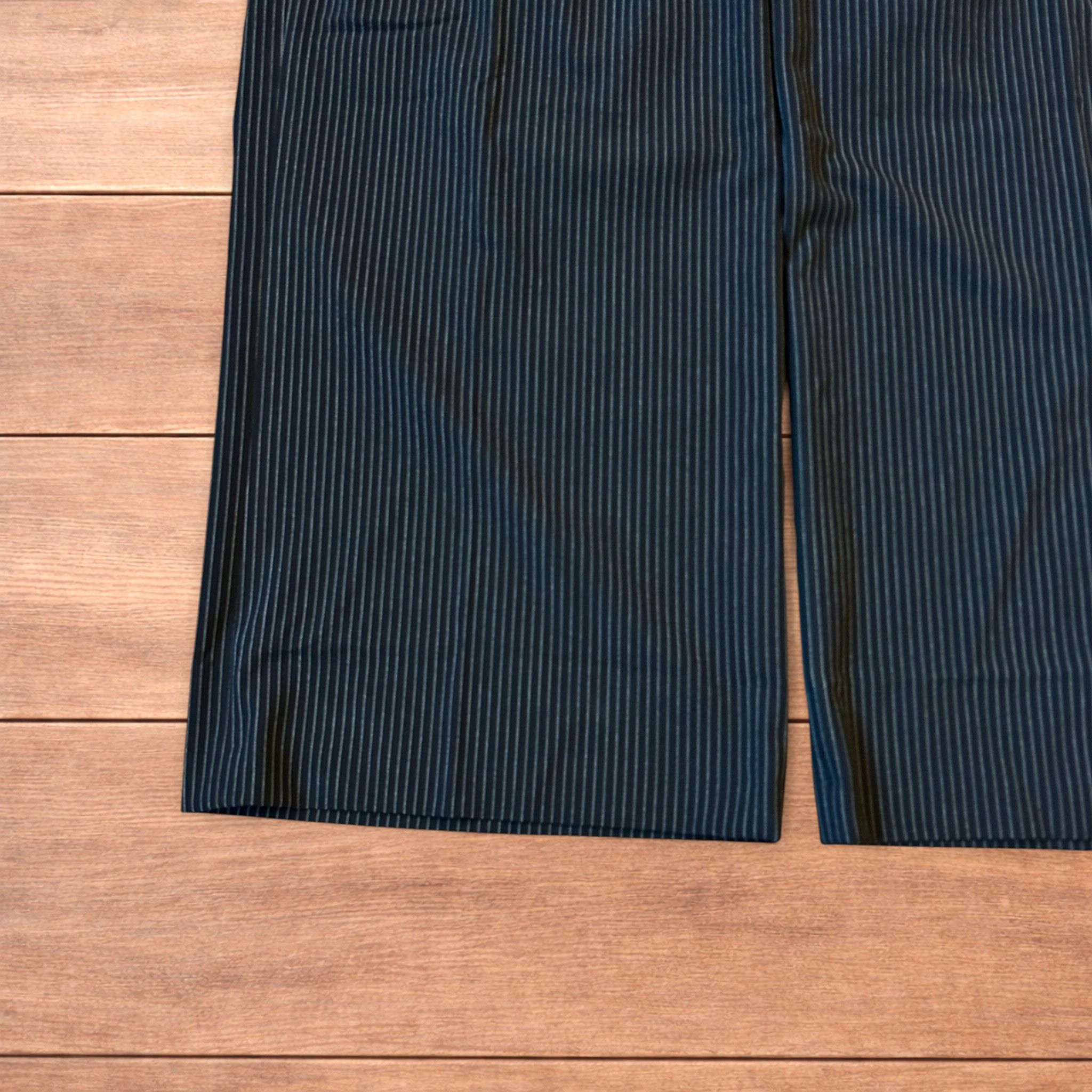Japanese Brand Baggy wide leg pinstripe tailored trousers in black. Size US 36 / EU 52 - 5 Thumbnail