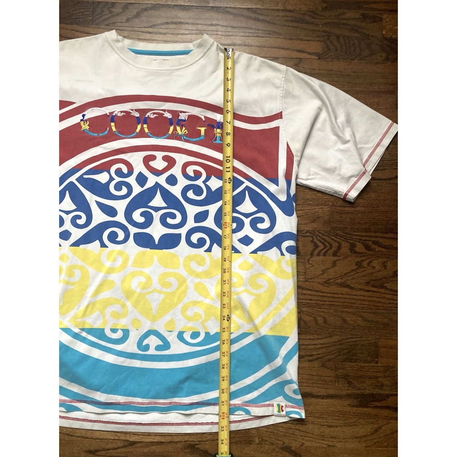 Coogi VINTAGE COOGI T-Shirt All Over Print Embroidered Geometric 90s 3XL White Men's Short Sleeve Crew Neck Re laxed Fit Size US XXL / EU 58 / 5 - 5 Thumbnail