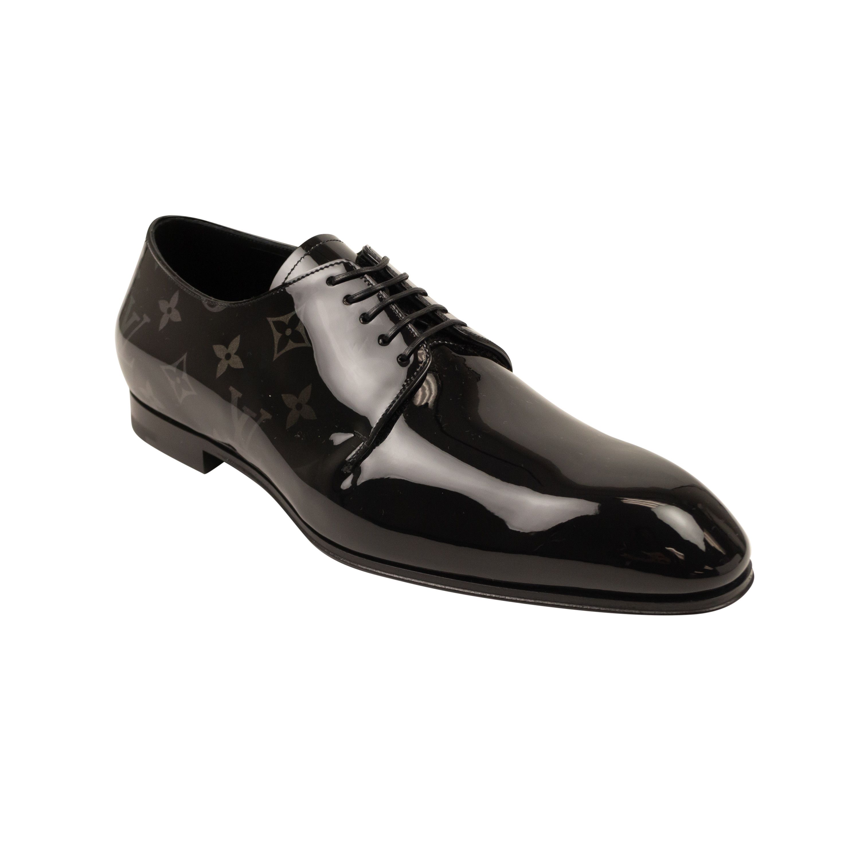 image of Louis Vuitton Black Monogram Patent Leather Oxford Dress Shoes Size 5/38, Men's