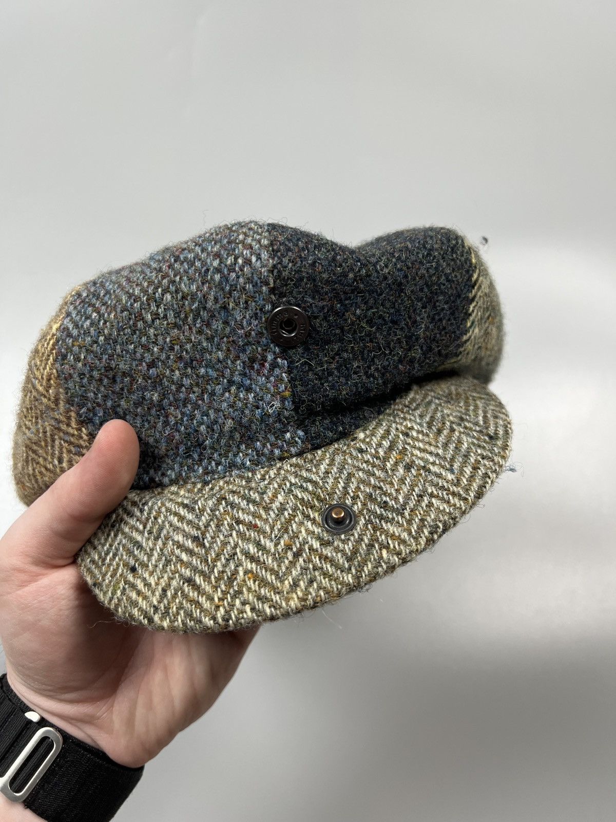 Harris Tweed Harris Tweed Patchwork Tweed Flat Cap (Y0373) Size ONE SIZE - 9 Thumbnail