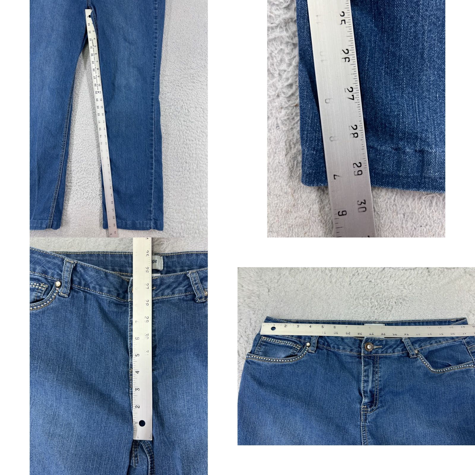 Vintage Glitterscape Jeans Womens 14 Blue Denim Bootcut Costton Blend Mid Rise Size 36" / US 14 / IT 50 - 8 Thumbnail