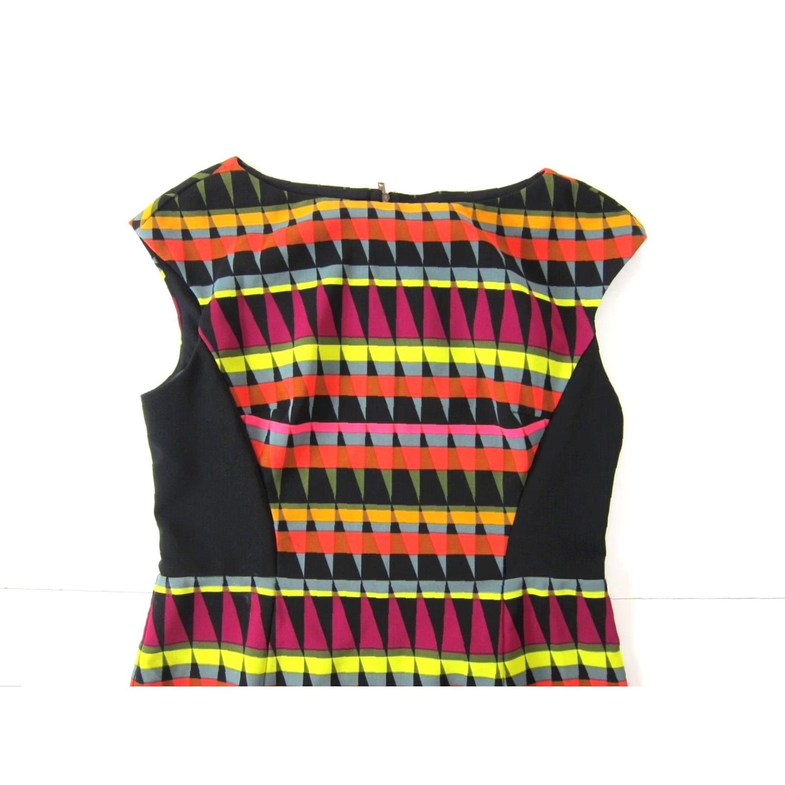 Vintage VINTAGE Signature London Style Black Pink Yellow Geometric Cap Sleeve Sheath Dress 12 Size XL / US 12-14 / IT 48-50 - 4 Thumbnail