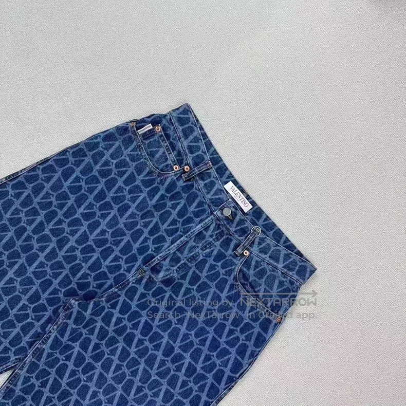 Valentino Valentino Full of logo denim wide-leg pants Size 31" - 3 Thumbnail
