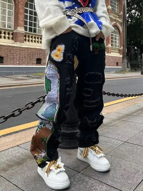 Japanese Brand Y2K Harajuku Patch Grunge Hip Hop Jeans Trousers Size US 36 / EU 52 - 6 Thumbnail