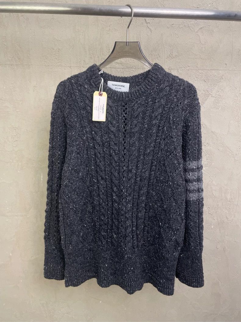 Thom Browne Thom Browne Dark grey thick round neck wool sweater Size XS / US 0-2 / IT 36-38 - 1 Thumbnail