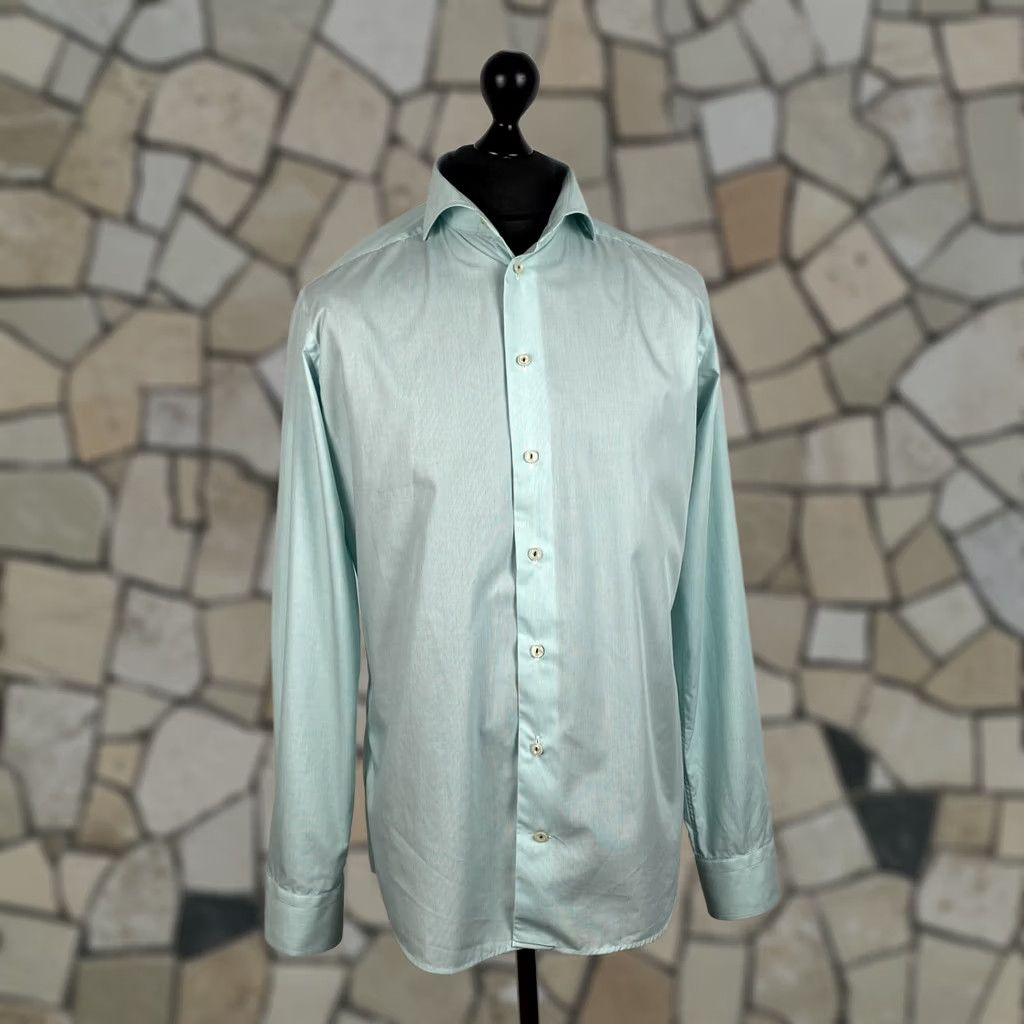 Eton Etón Dress Shirt Slim Blue Cotton 16 41 16 Mens Business Shirt ID 16 41 16 Blue Cotton Church Size 42R - 1 Thumbnail