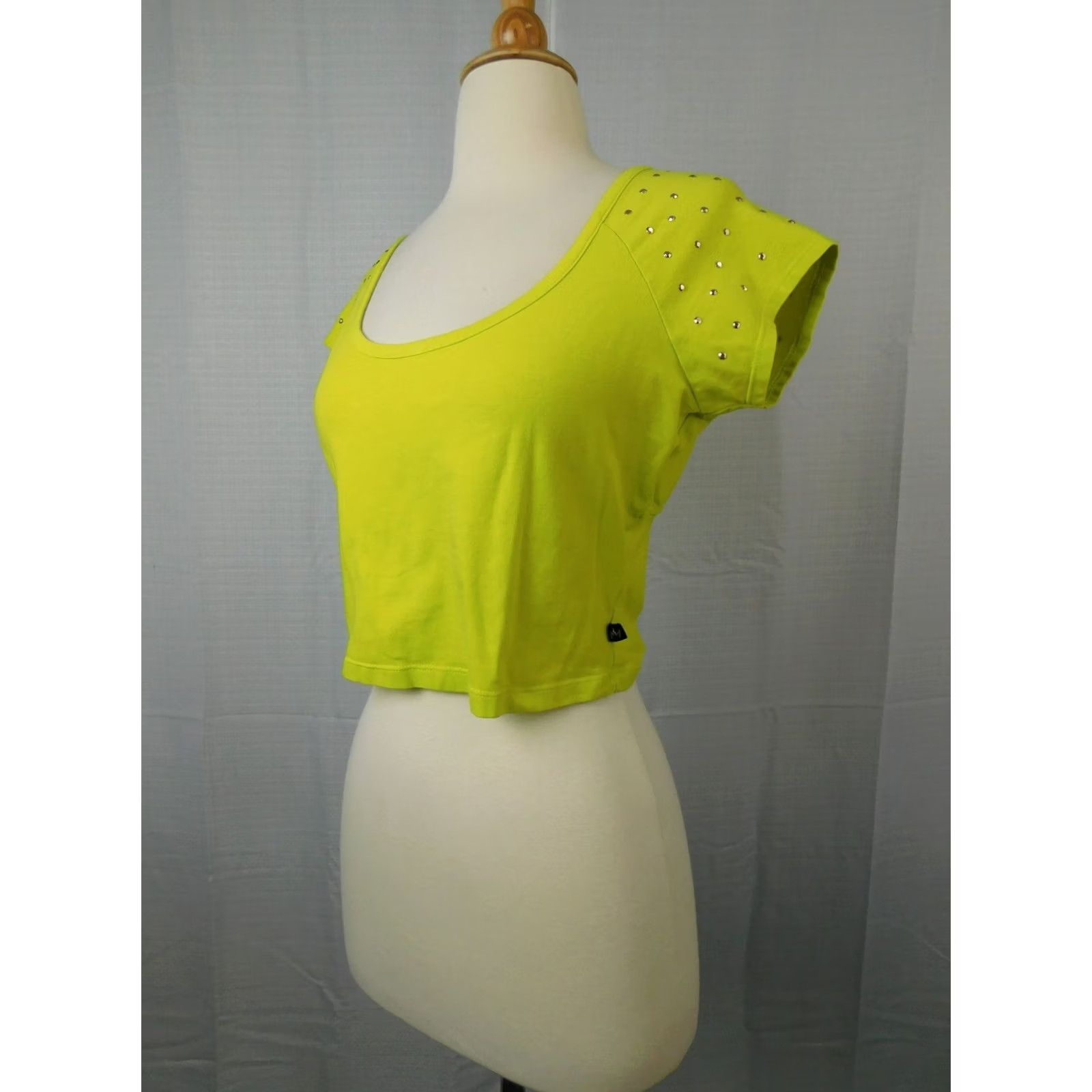 Vintage Nicki Minaj Rhinestone Studded Crop Top Cropped Sleeveless Yellow M Shirt Women's Stylish Blouse Size M / US 6-8 / IT 42-44 - 3 Thumbnail