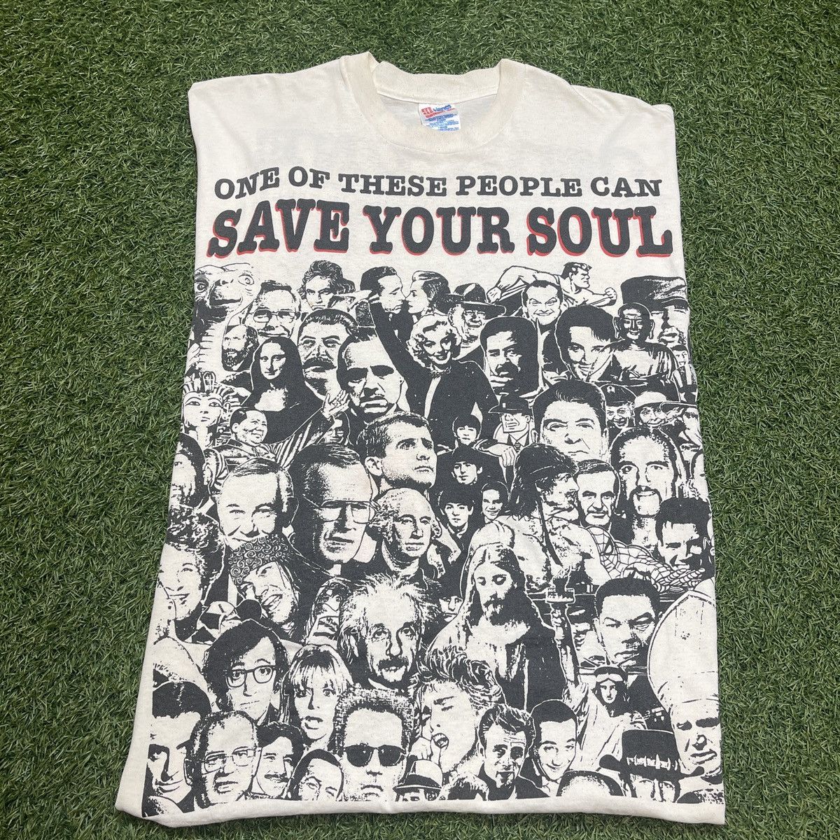 image of Vintage Jesus One Of These People Can Save Your Soul Tee in White, Men's (Size XL)