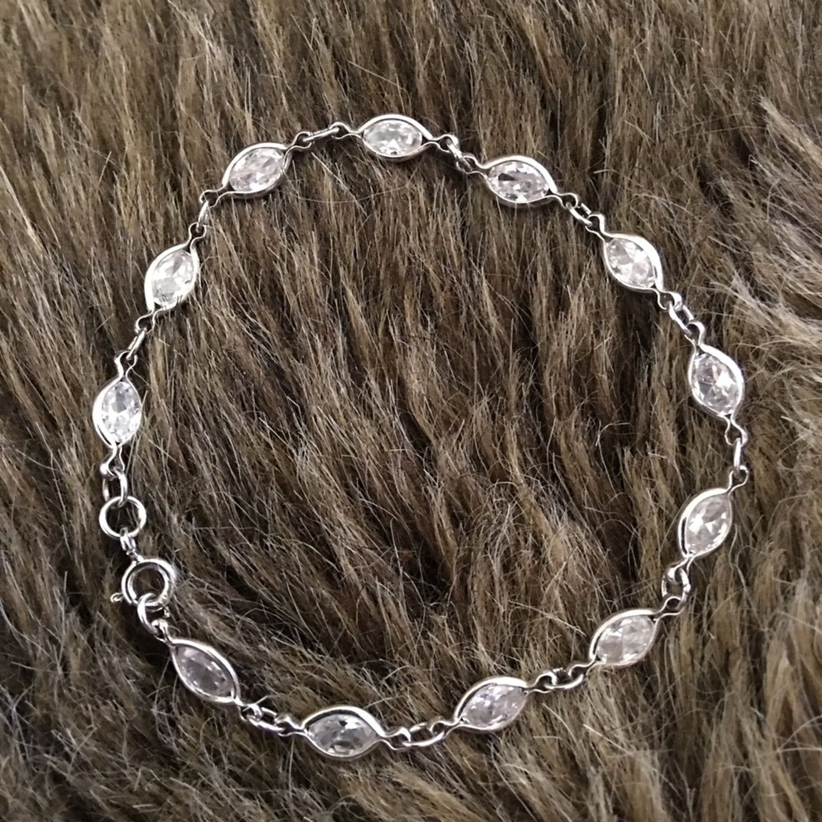 Jewelry Oval pavilion cut cz 925 sterling silver bracelet Size ONE SIZE - 5 Thumbnail