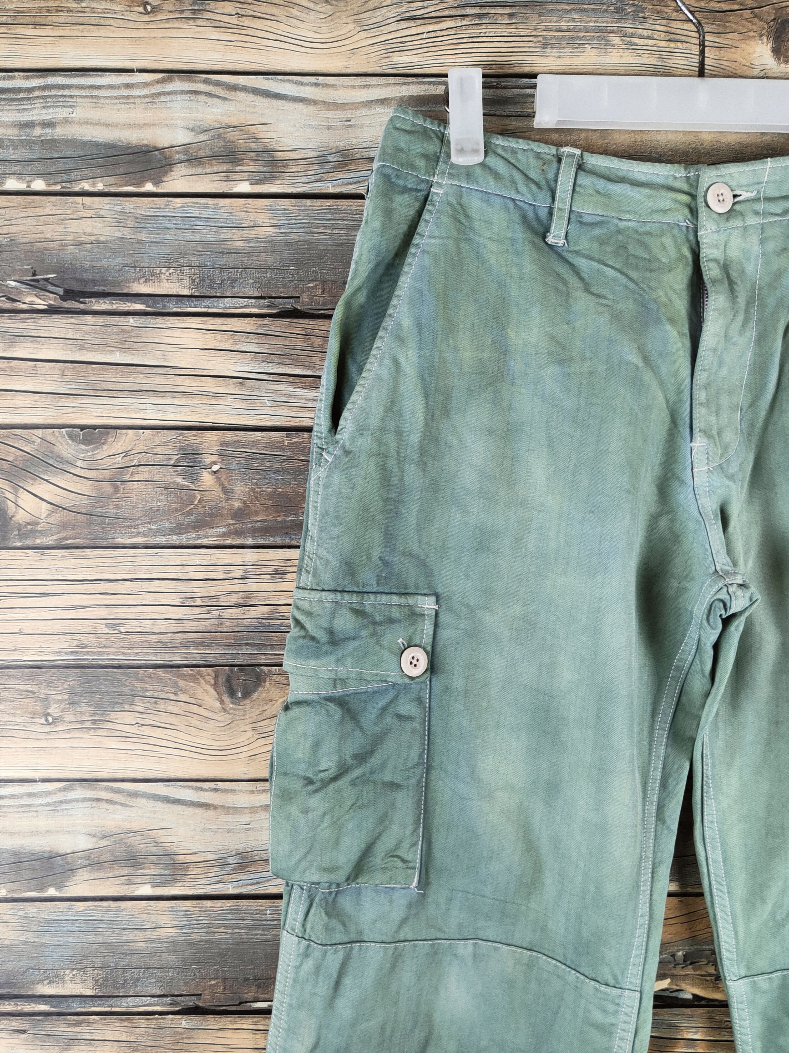 Japanese Brand DL Genuine Comfort Green Faded Cargo Pants #46-374 Size US 30 / EU 46 - 3 Thumbnail