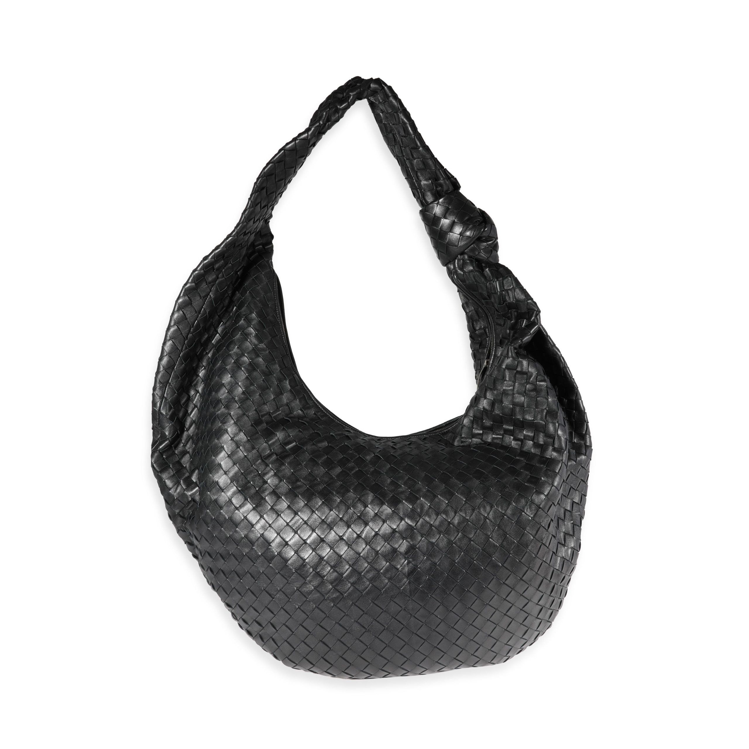 image of Bottega Veneta Black Intrecciato Leather Maxi Jodie Bag, Women's