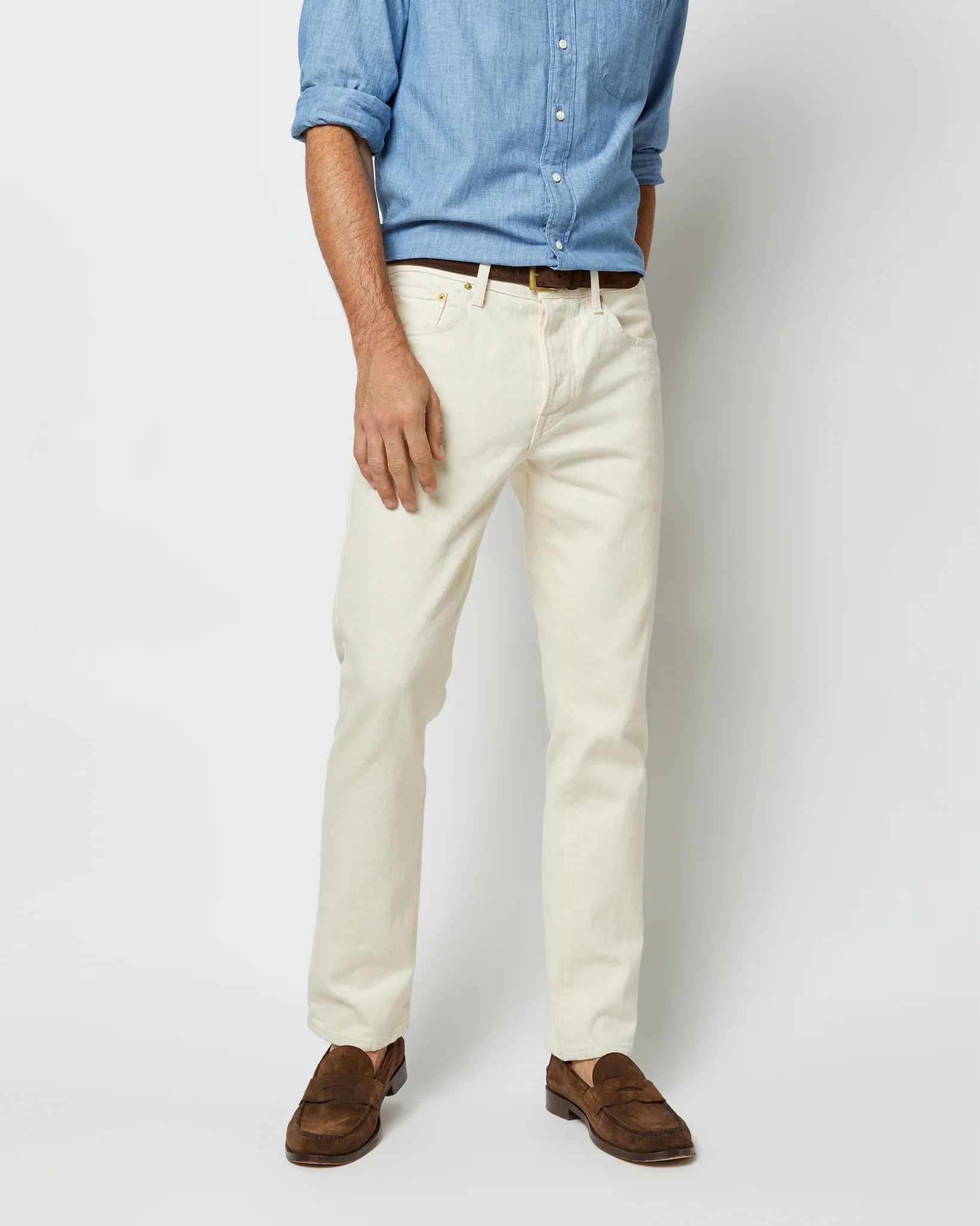 Sid Mashburn Sid Mashburn Ecru Slim Straight Jeans Size US 40 / EU 56 - 1 Thumbnail
