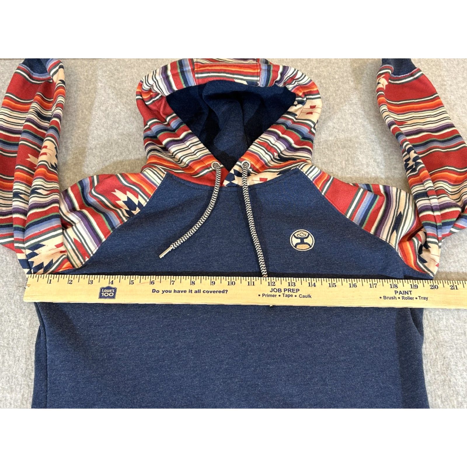 Vintage Hooey Hoodie Mens S Blue Tribal Aztec Western Pullover Fleece Sweatshirt Size US S / EU 44-46 / 1 - 4 Thumbnail