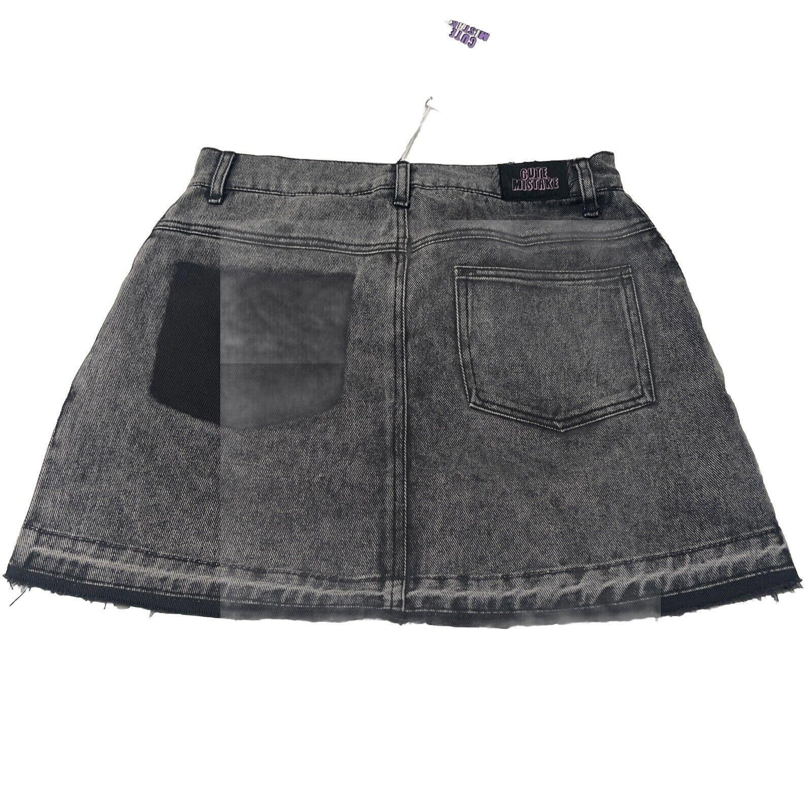 Designer S Cute Mistake Black Raw Hem Denim Mini Skirt Punk Goth Size 28" / US 6 / IT 42 - 4 Thumbnail