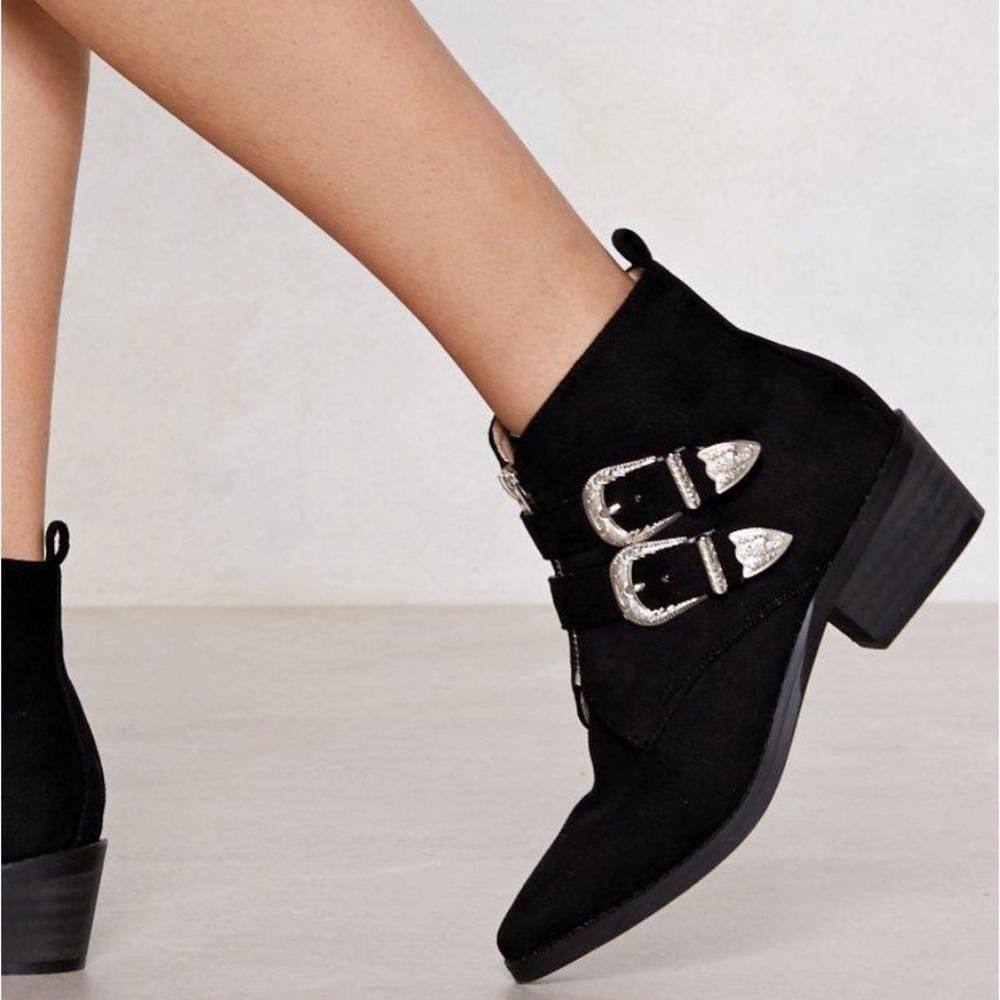 Designer Nasty Gal l Put Your West Foot Forward Buckle Boot Size 6 Size US 6 / IT 36 - 1 Thumbnail