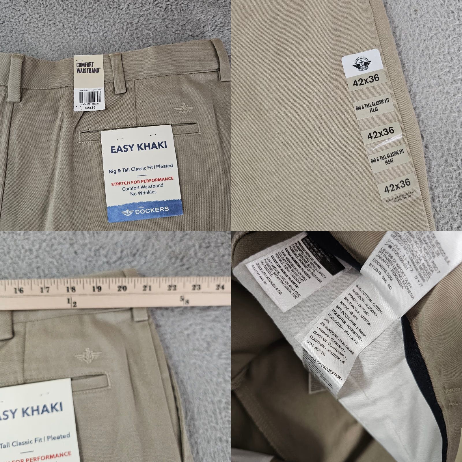 Dockers DOCKERS Pants Khaki Classic Fit 42x33 Mens Beige 42 Inseam Casual Workwear Straight Pocket Size US 42 / EU 58 - 8 Thumbnail