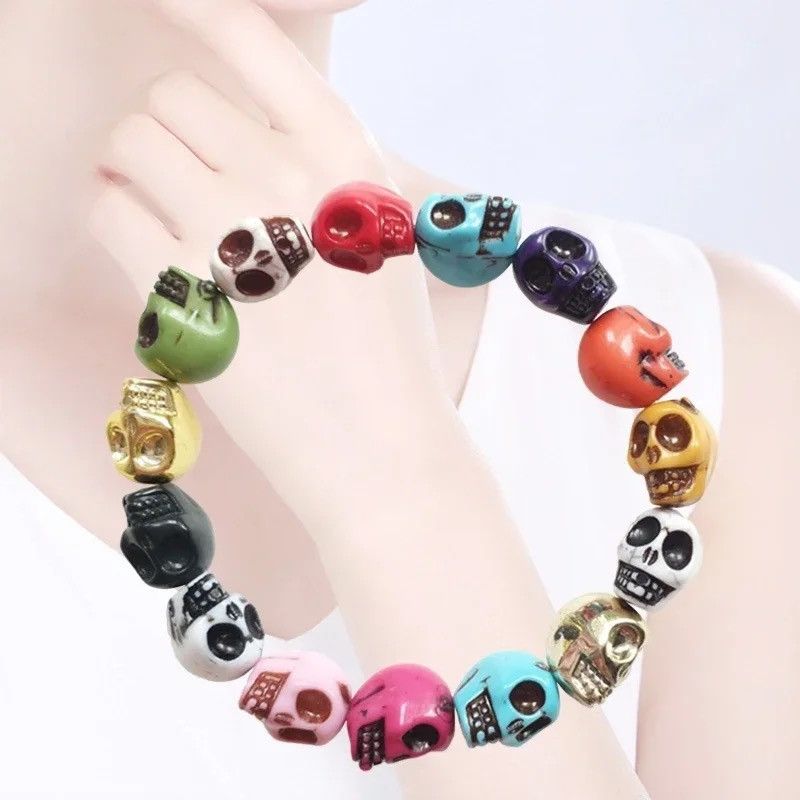 Jewelry Colorful Skull Bracelet Size ONE SIZE - 3 Thumbnail