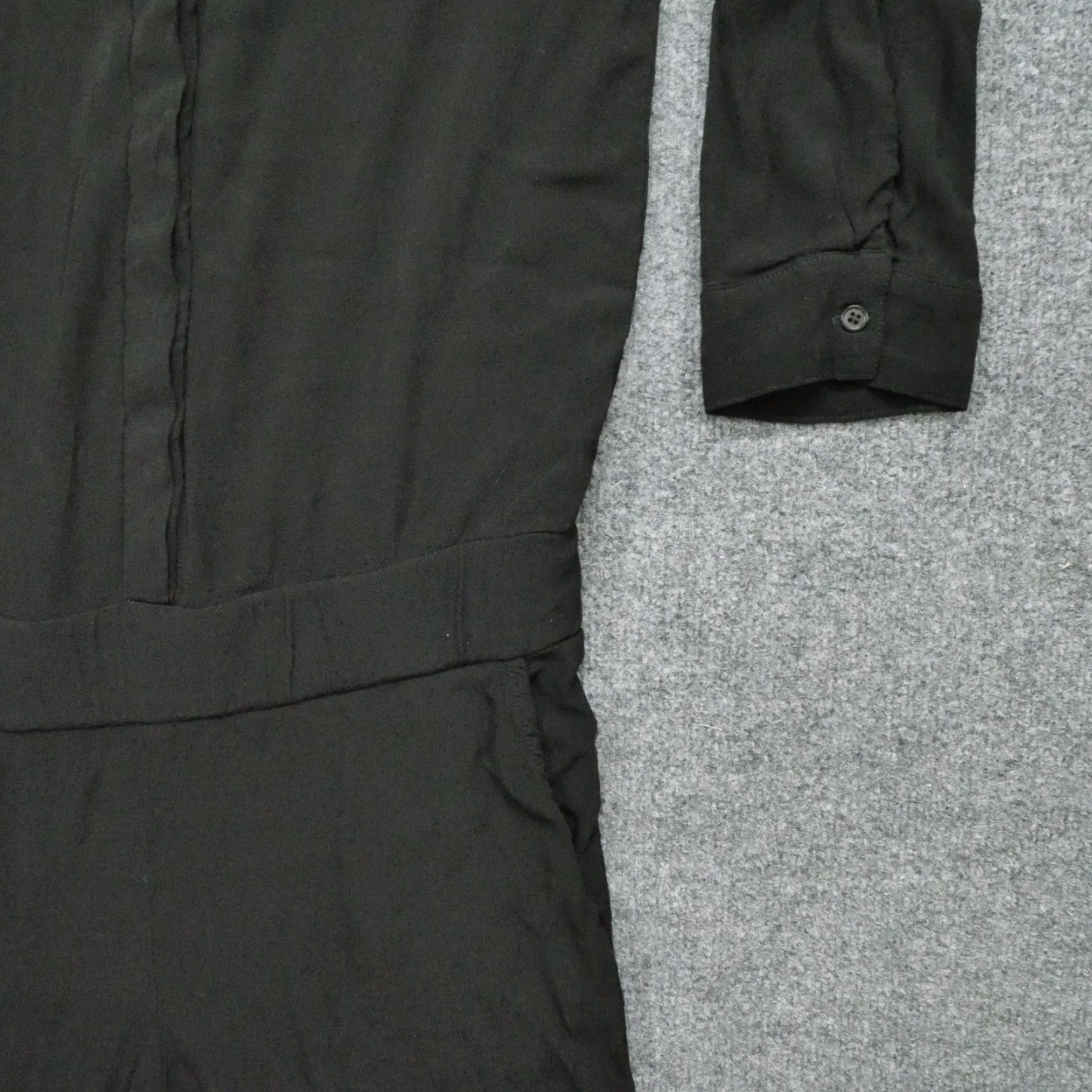 MONROW VINTAGE Monrow Jumpsuit Womens Medium Black Long Sleeve Button Down Crepe Romper Size M / US 6-8 / IT 42-44 - 3 Thumbnail