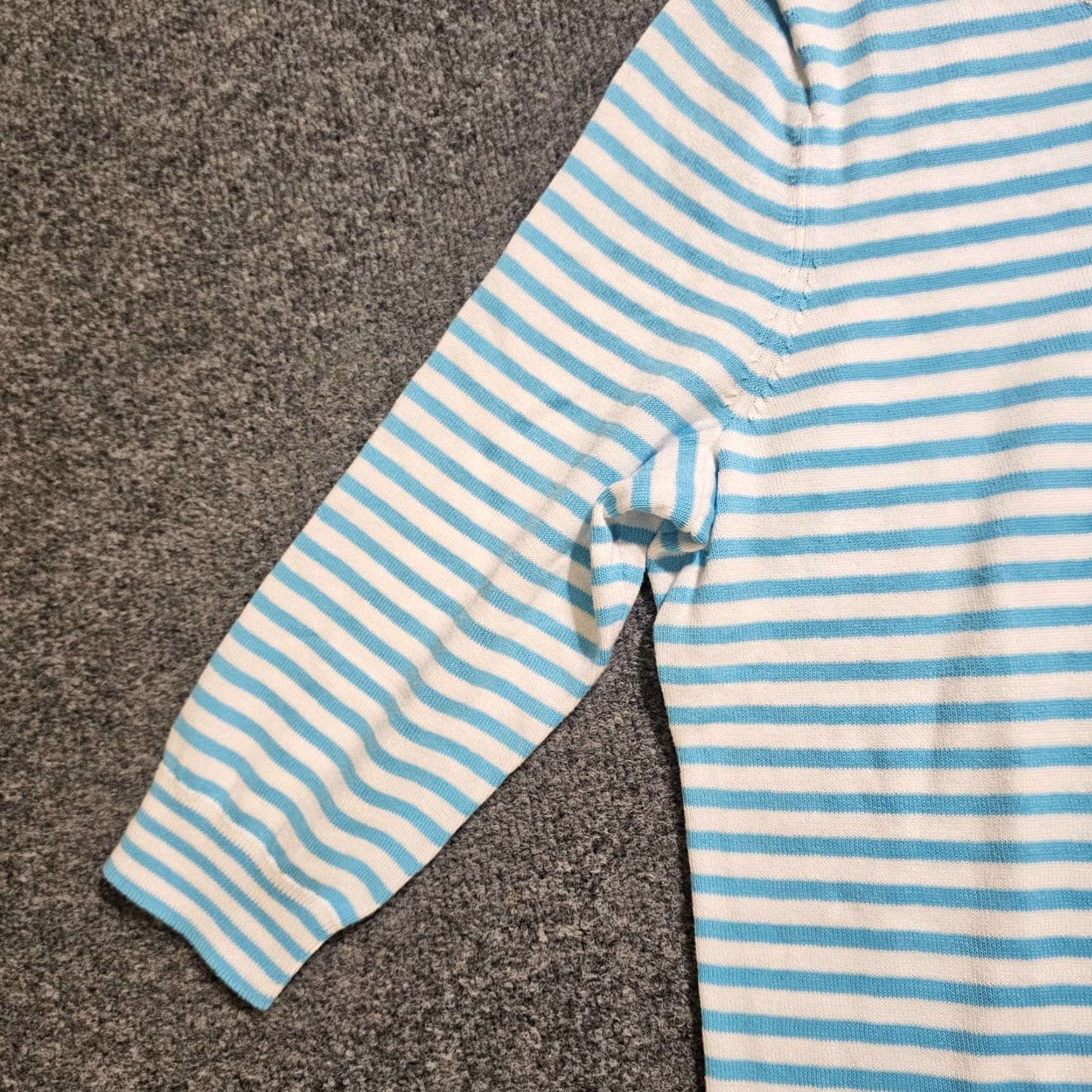 Talbots Talbots Cardigan Top Womens Large Petite Blue Stripe Flamingo Casual Cardigan Size L / US 10 / IT 46 - 4 Thumbnail
