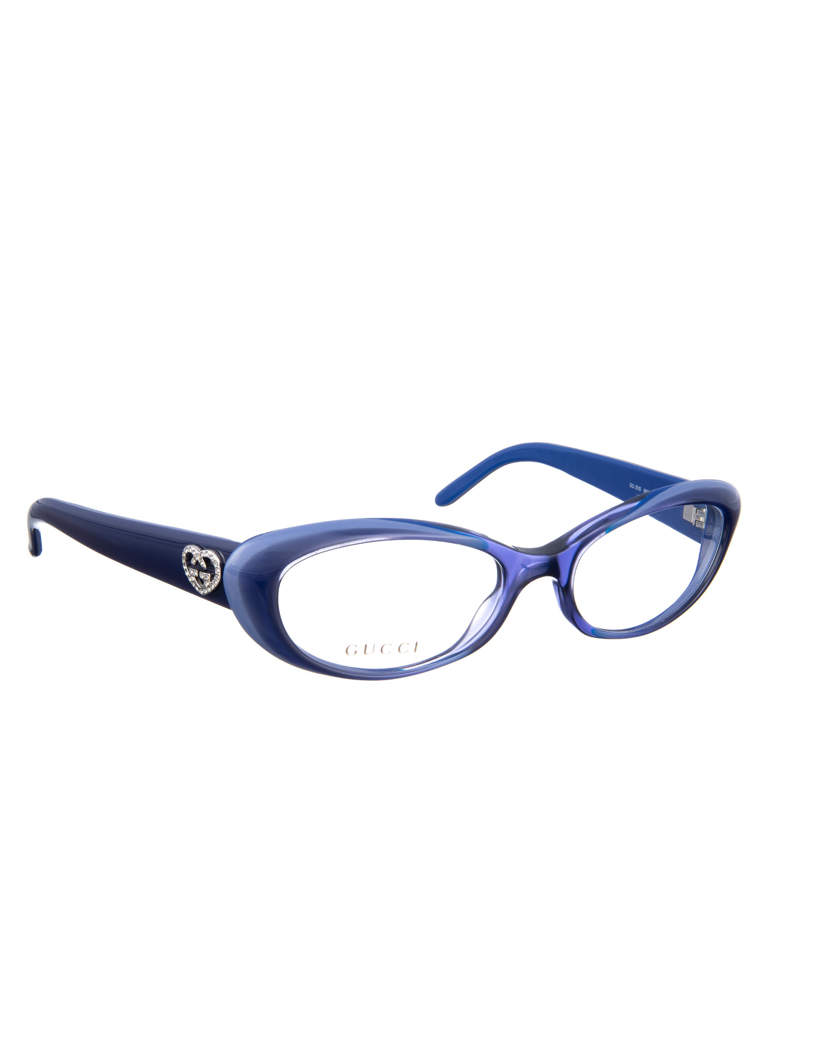 Gucci Gucci 00s Navy Blue Cat Eye Glasses with Crystal Hearts Size ONE SIZE - 2 Thumbnail
